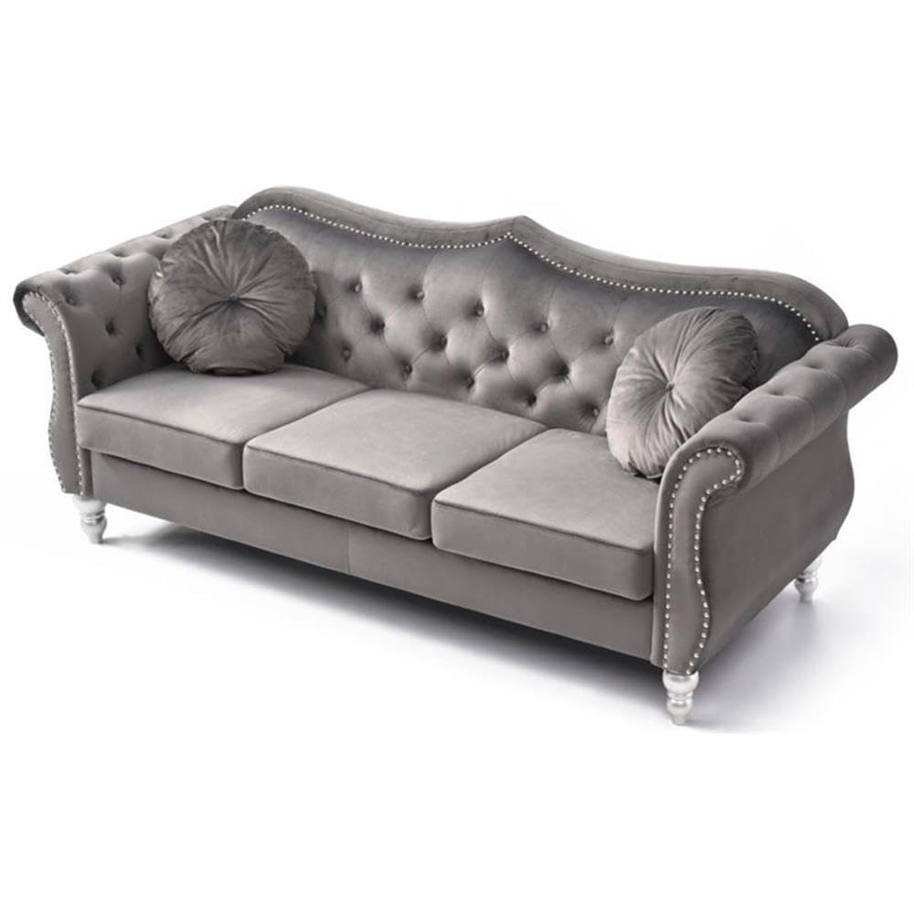 Luxury Hollywood Velvet Sofa - Dark Gray Modern Living Room Furniture for Small Spaces | Perfect for Apartments, Condos & Cozy Home Decor