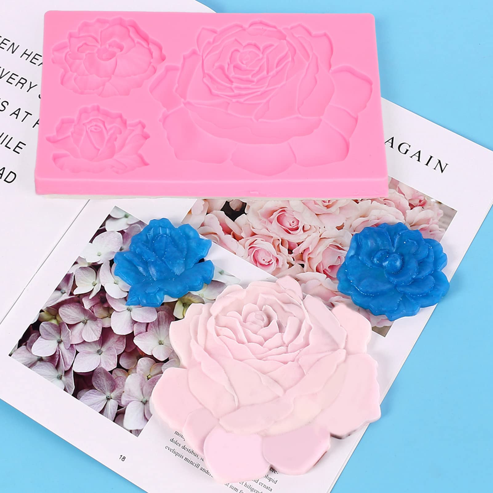 FIYO Silicone Mold Making Kit for Resin, Chocolate, Soap - DIY Home & Kitchen Craft Supplies - Flower Silicone Molds (Pink, 1-Pack) - Perfect for Cake Decorating, Candle Making & DIY Gifts
