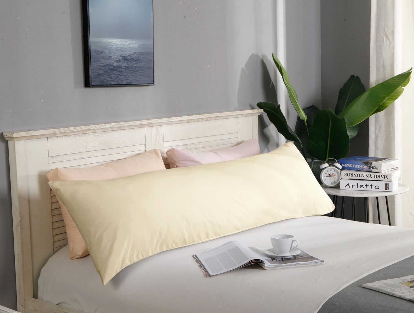 1000 Thread Count Premium Ultra Soft Body Pillowcase - Yellow Cream | Luxury Bedding for Side Sleepers & Hot Sleepers | Cooling & Breathable Pillow Cover for Better Sleep