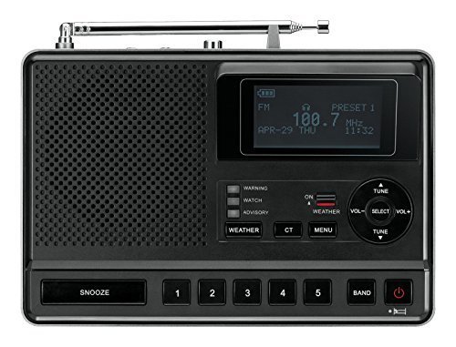 Sangean AM/FM Emergency Weather Alert Radio with Dual Alarm Clock, Large Backlit LCD Display - Perfect for Home, Office, and Emergency Preparedness Kits