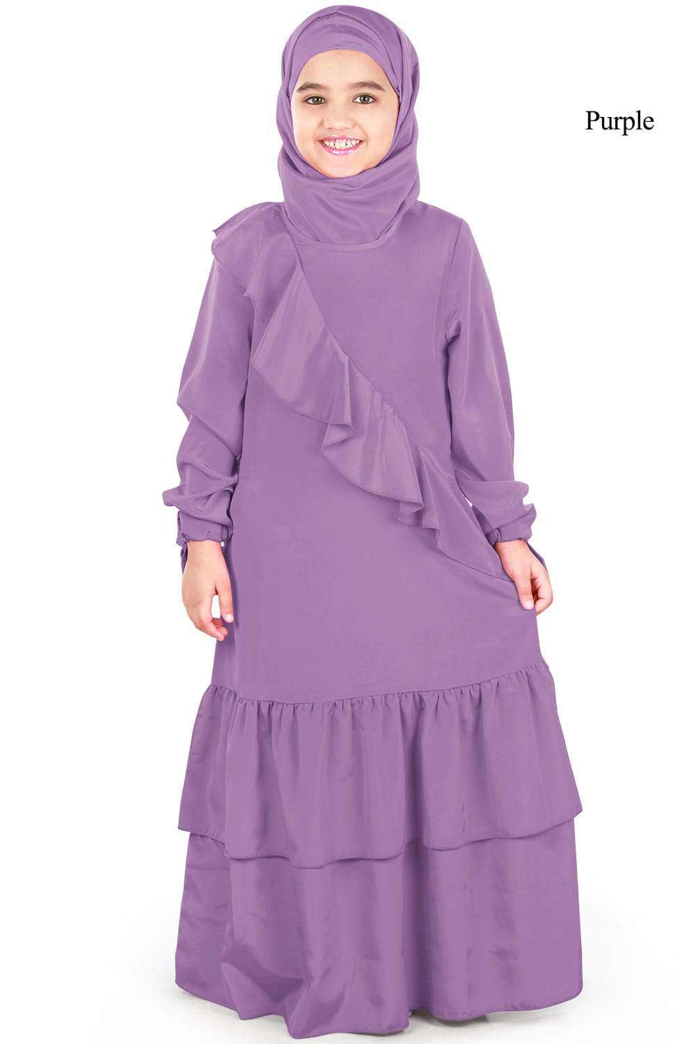 Rahilah Kids Abaya Dress - Islamic Prayer Dress for Girls - Perfect for Eid, Mosque, and Special Occasions