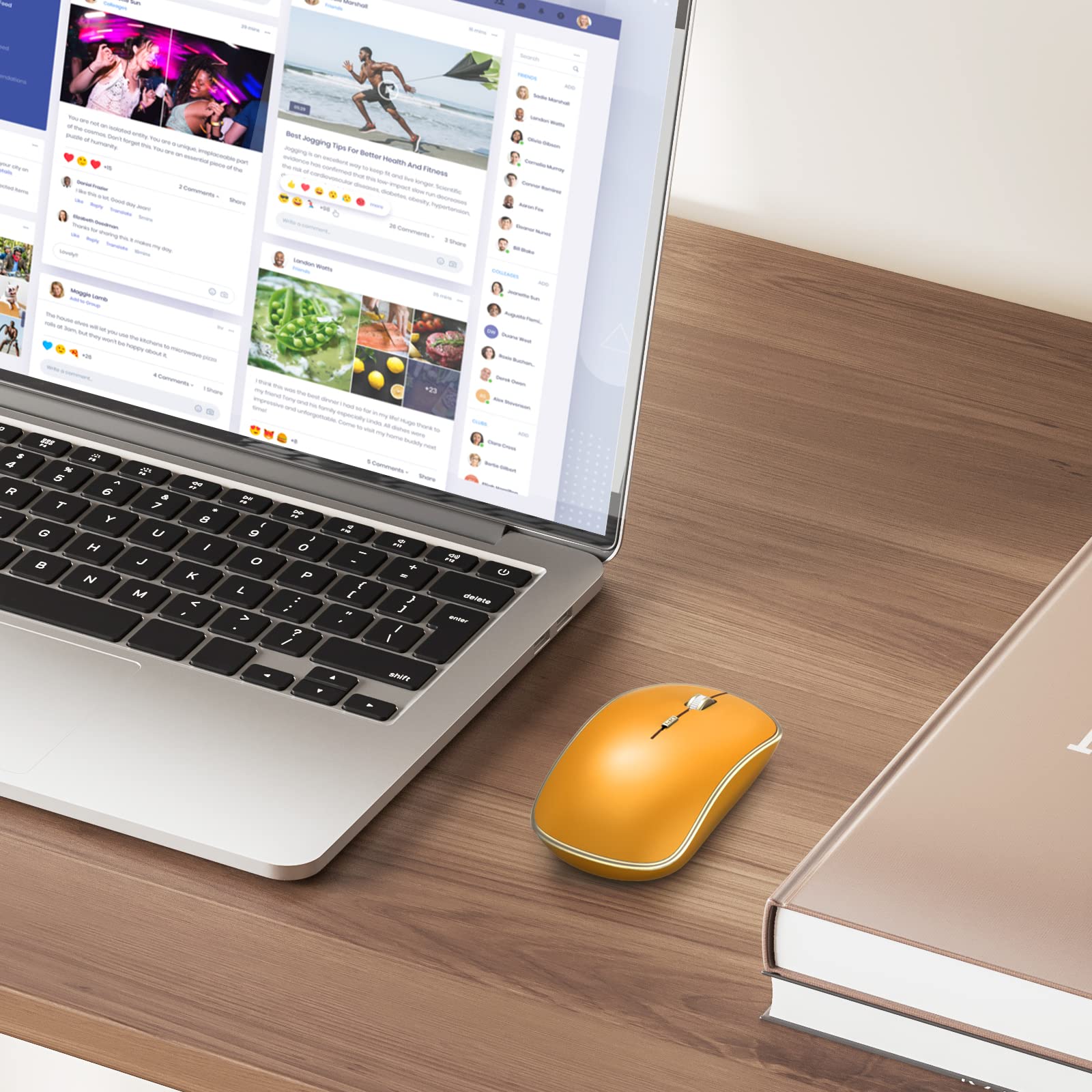JOYACCESS J 2.4G Wireless Mouse - Silent Click, 3200 DPI Adjustable, Ergonomic Travel Mouse for Laptop, Chromebook, Mac, PC (Orange) - Perfect for Office, Home & Travel Use