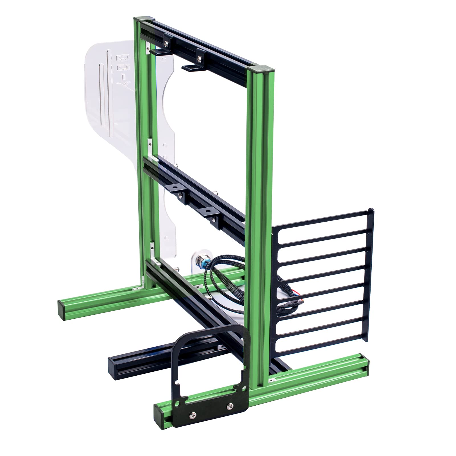 DIY ITX MATX ATX Open Air Computer Case - Aluminum Open Frame PC Test Bench with Vertical Motherboard Mount - Green & Black Chassis for Gaming Rigs & PC Building Projects - Perfect for Tech Enthusiasts & Custom PC Setups