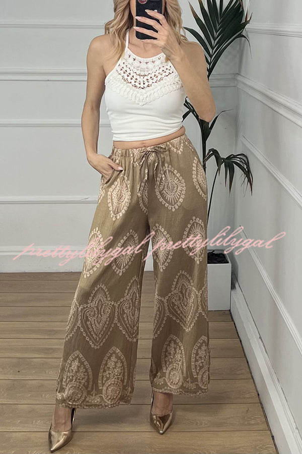 Stylish Elastic Waist Wide Leg Pants with Pockets - Trendy Casual Lounge Pants for Women - Perfect for Yoga, Travel & Everyday Comfort