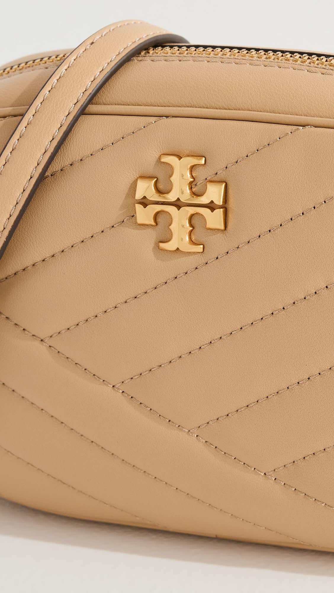 Tory Burch Women's Kira Chevron Camera Crossbody Bag - Stylish Leather Shoulder Purse for Work, Travel & Everyday Use