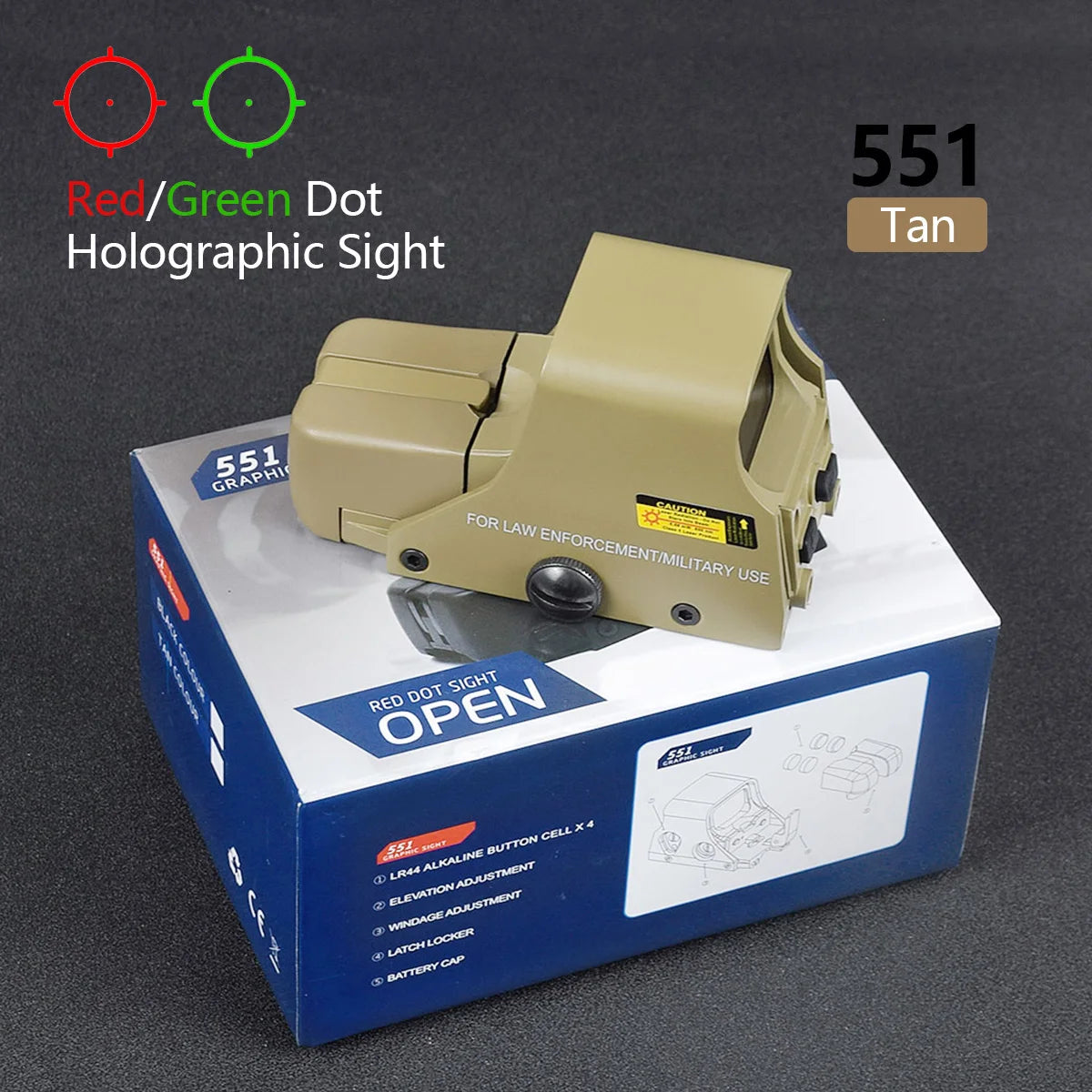 Tactical LCO Red Dot Holographic Reflex Sight 551 553 558 - Compatible with 20mm Rail Mount - Rifle Scope for Hunting, Shooting & Outdoor Adventures - Perfect for Tactical, Home Defense & Range Practice