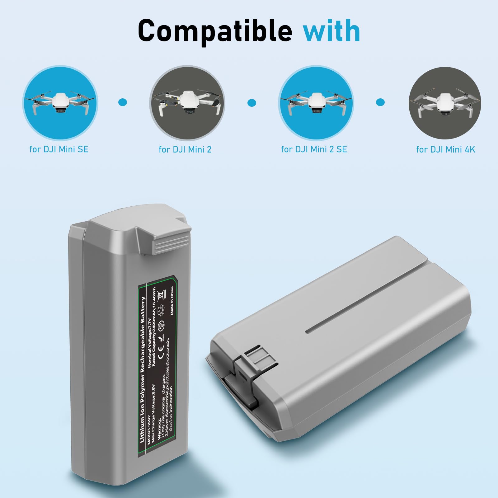 DJI Mini 2/2SE/SE/4K Drone Intelligent Flight Battery - 4K Mini Drone Battery with 2 Batteries & Two-Way Charging Hub, 31 Min Max Flight Time - Perfect for Aerial Photography, Travel Vlogging and Outdoor Adventures