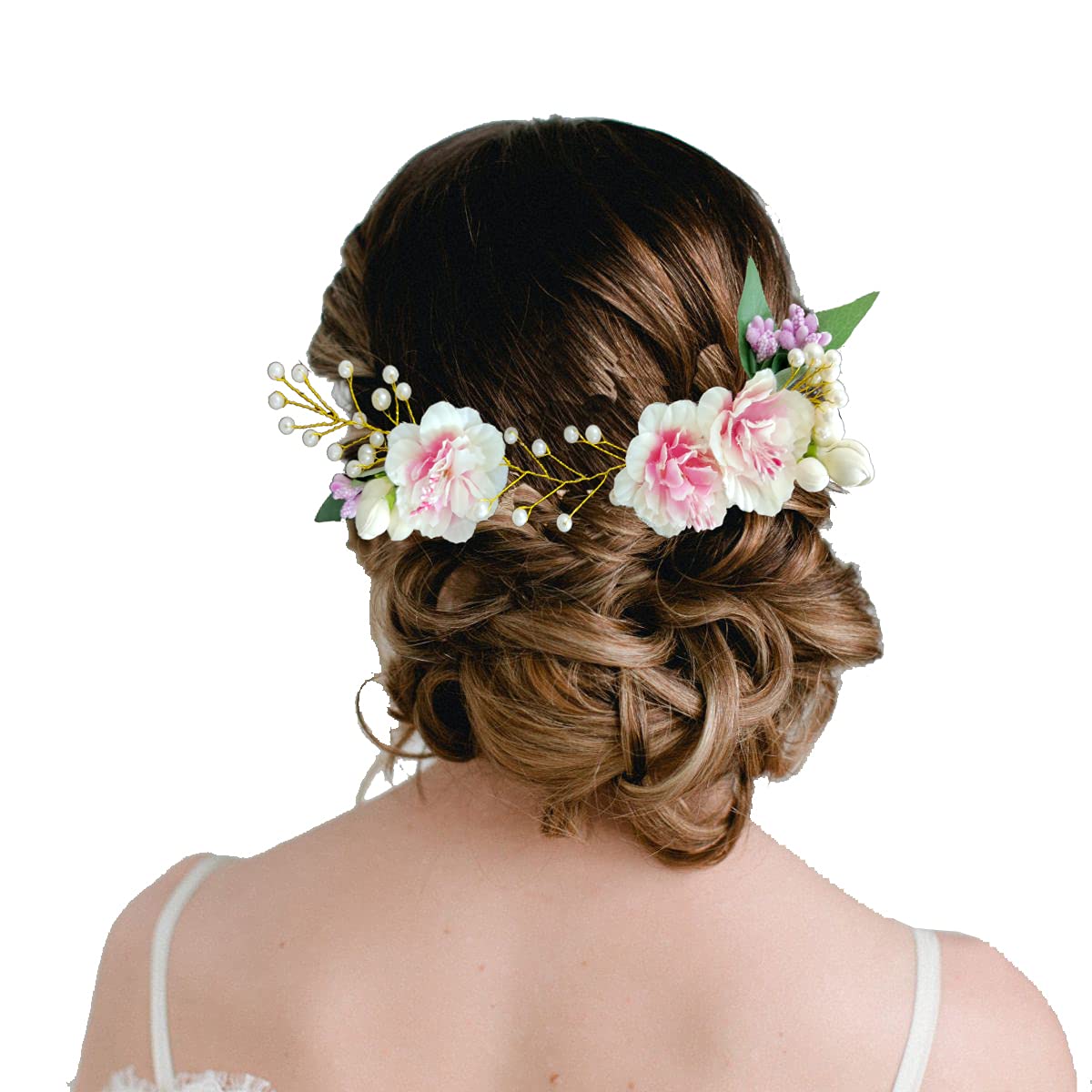 Elegant Pearl Floral Hair Pin for Women & Girls - Baby Pink Bridal Hair Accessories, Wedding Bun Veil, Juda Hair Jewelry - Perfect for Bridal, Prom & Special Occasions