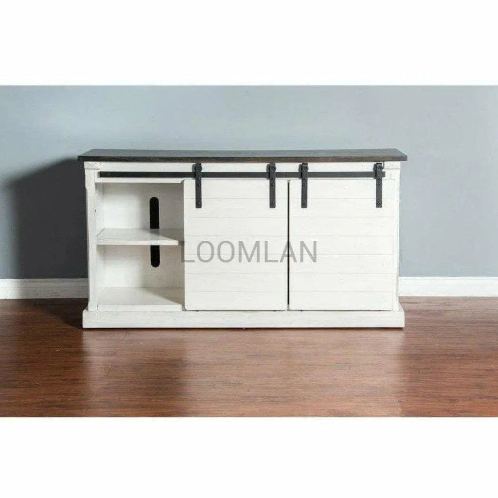 65 Inch TV Stand with Sliding Barn Doors - Rustic Farmhouse Style Media Console for Living Room, Bedroom & Home Theater