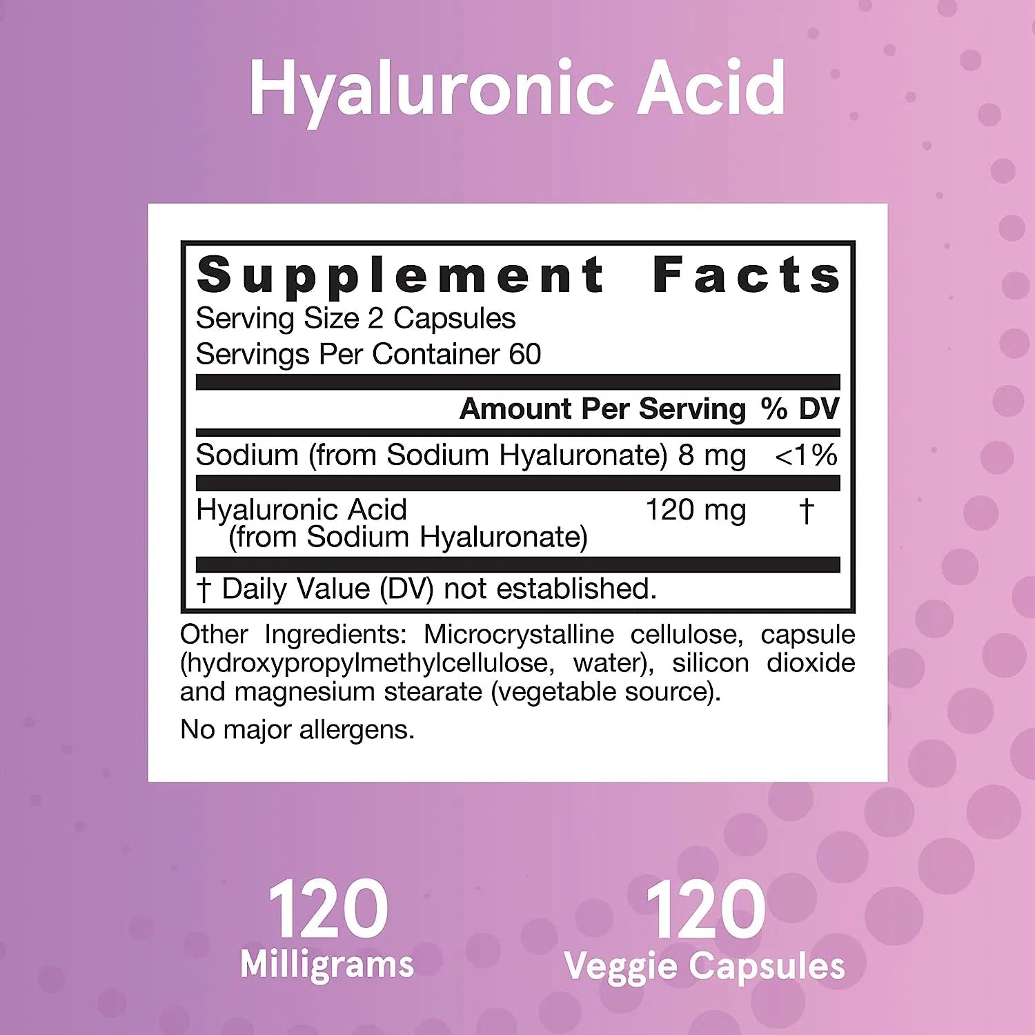 Jarrow Formulas Hyaluronic Acid 120mg Supplement for Joint & Skin Health - Supports Hydration & Mobility - Ideal for Daily Wellness Routine
