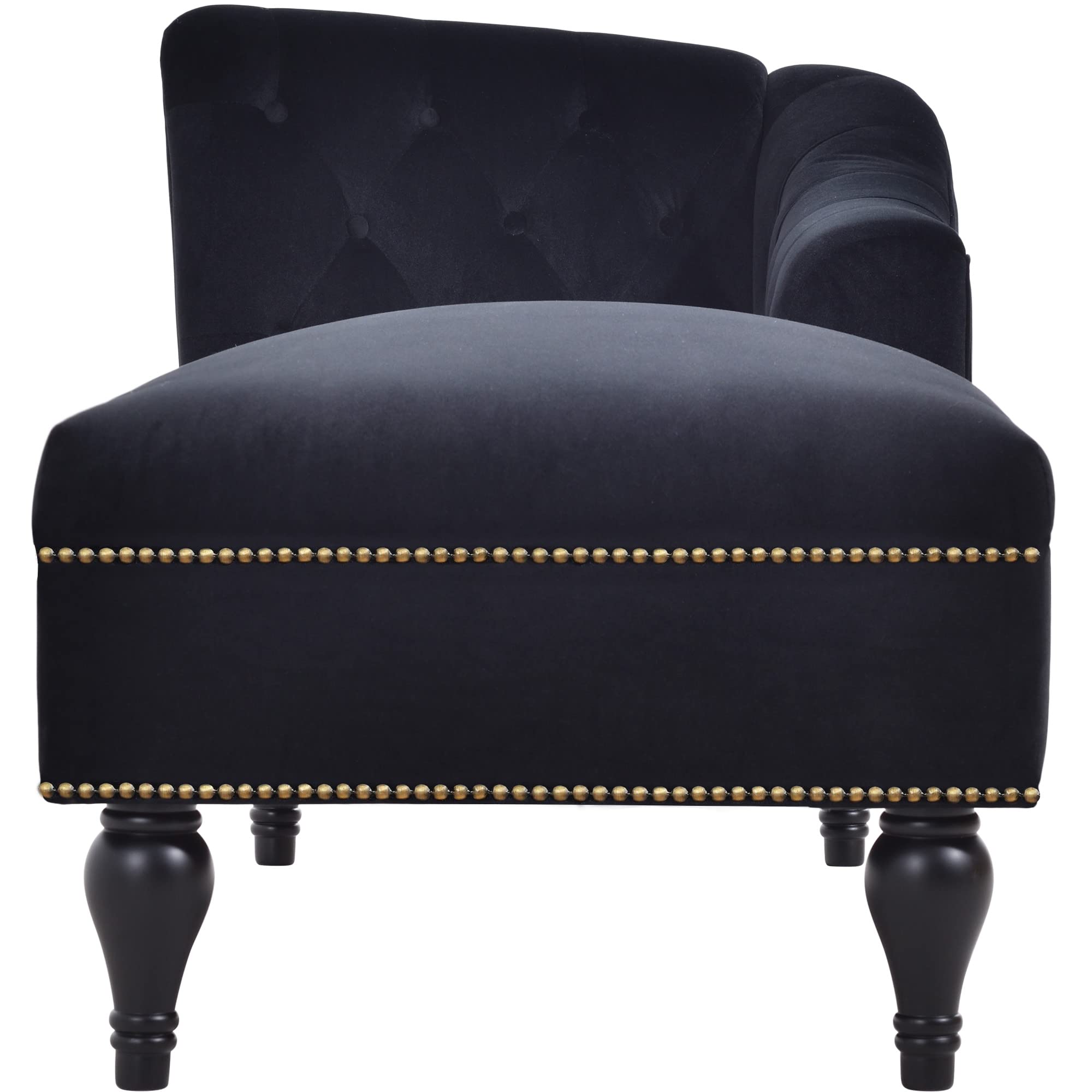 Velvet Upholstered Chaise Lounge Chair - Modern Corner Sofa Bed for Living Room, Bedroom & Office - Small Space Furniture for Apartments (Black) | Perfect for Relaxing, Reading & Napping
