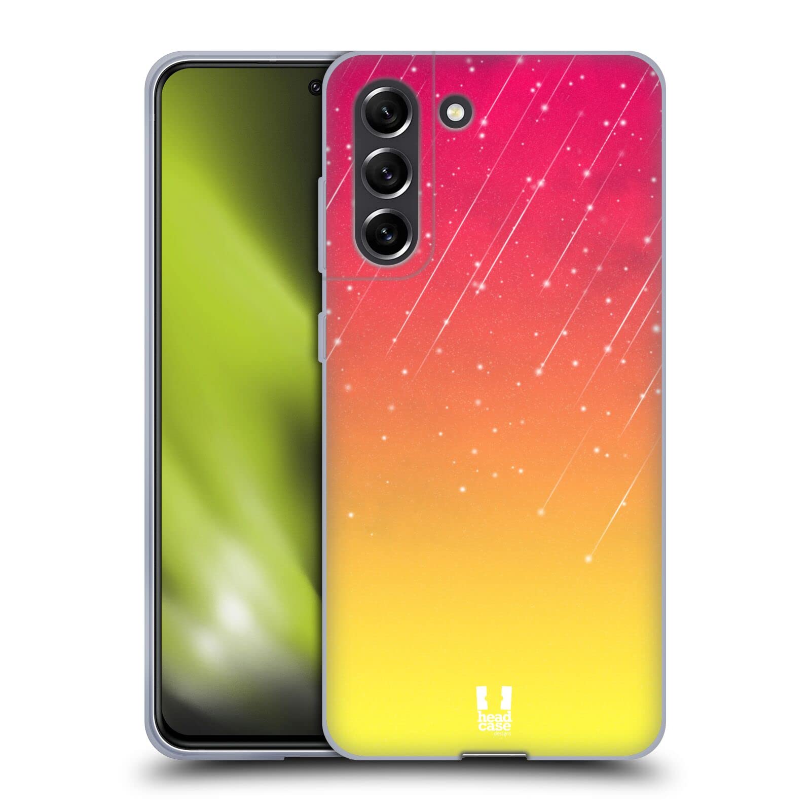 Head Case Designs Pink Yellow Neon Rain Ombre Soft Gel Case for Samsung Galaxy S21 FE 5G - Durable Protection & Stylish Look for Everyday Use