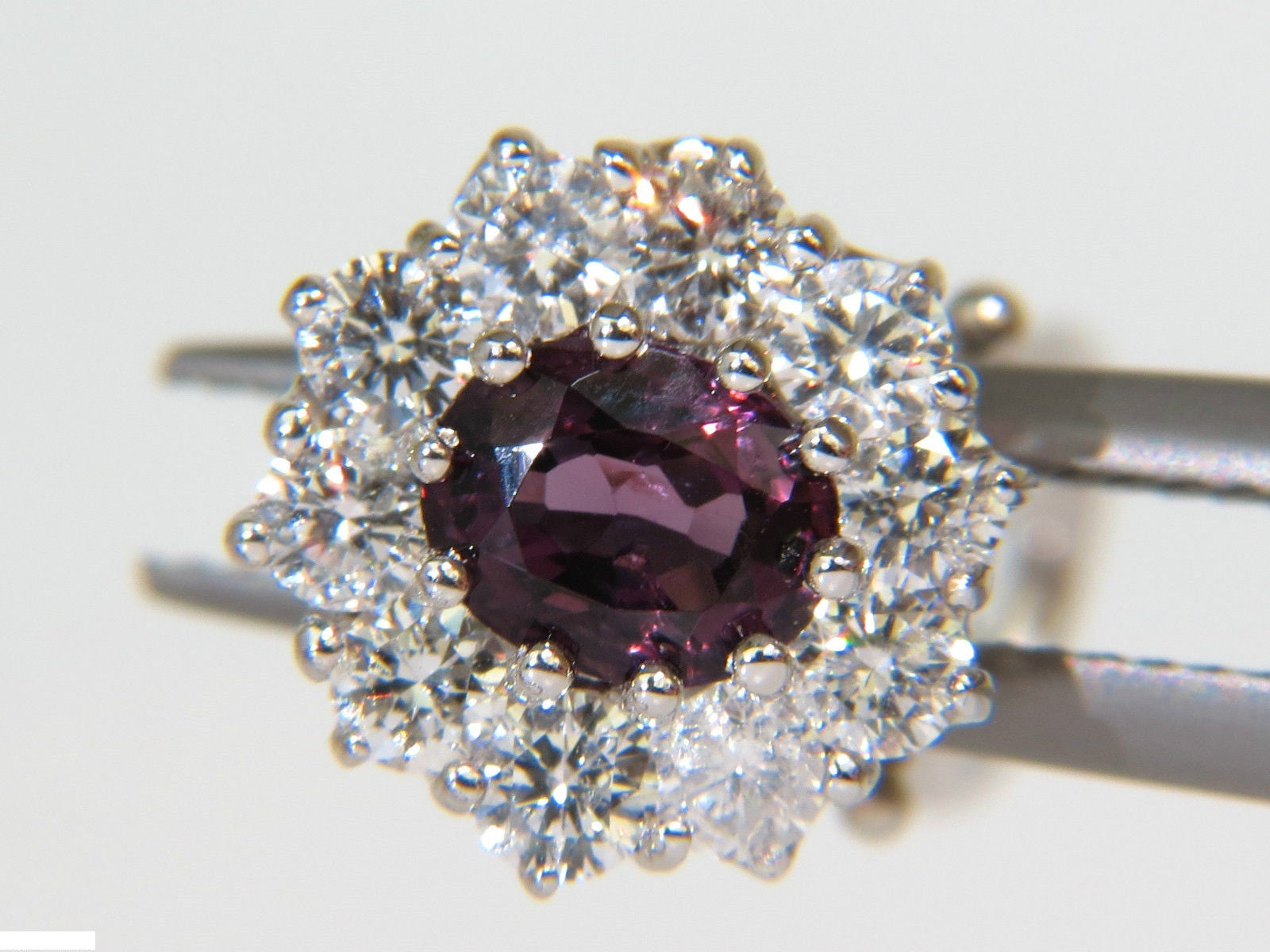 14KT 3.36CT Natural Purple Spinel Diamond Cluster Earrings with Omega Back - Elegant Jewelry for Women, Perfect for Weddings, Parties & Special Occasions