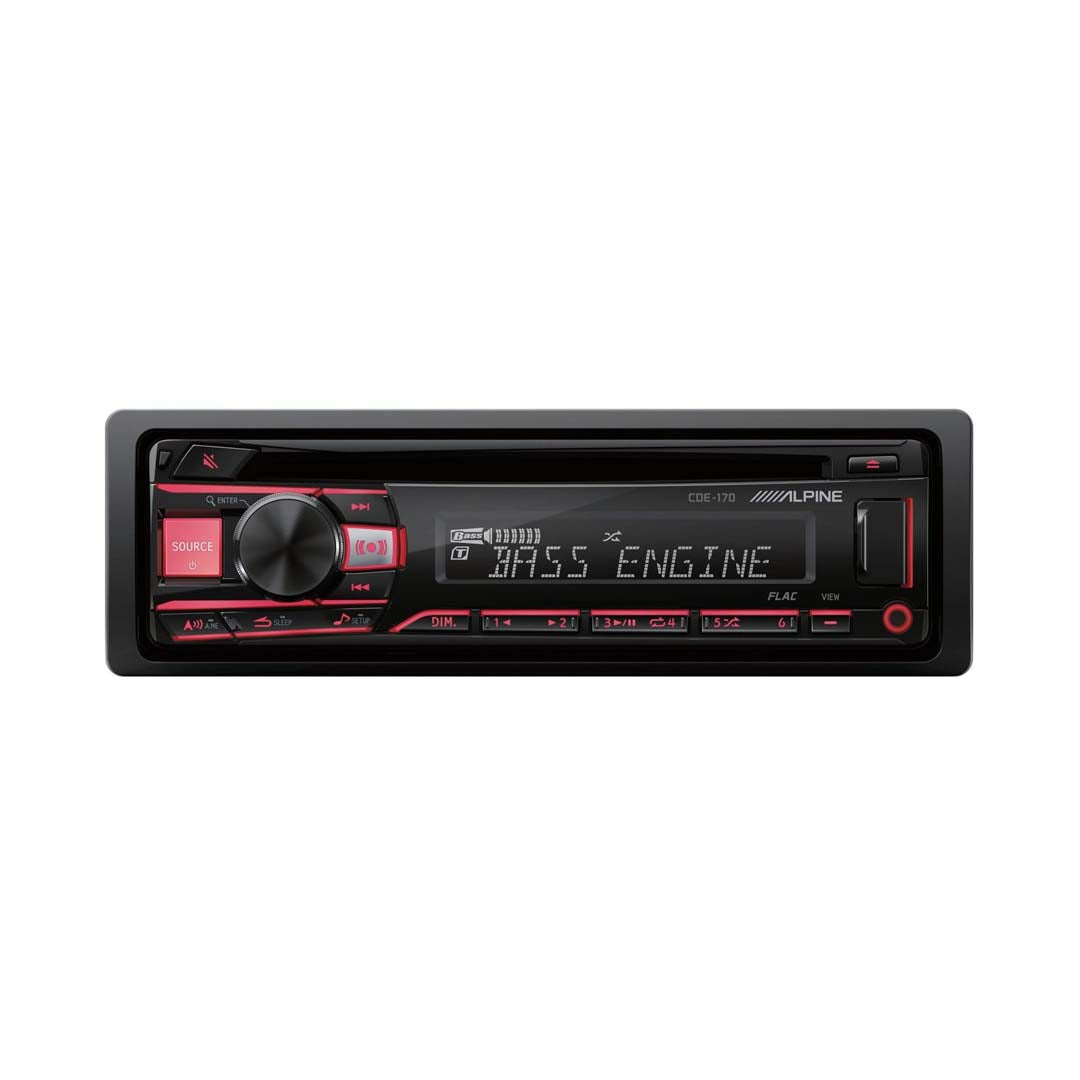 Alpine CDE 170 Single DIN Car Stereo with AM/FM Radio, CD Player, MP3 Playback, USB & Aux Input - Perfect for Road Trips & Daily Commutes