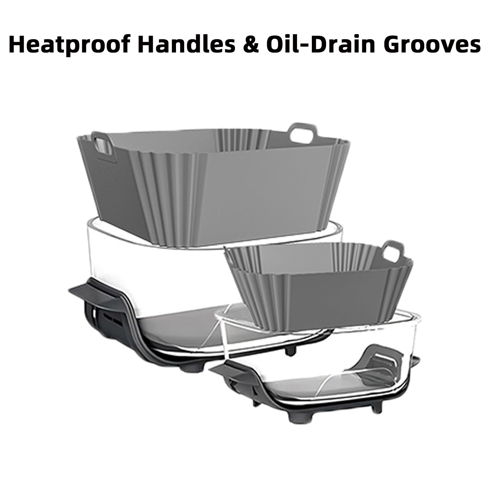2Pcs Silicone Air Fryer Liners for Ninja Crispi FN101GY/FN101SG/FN101ST - Large 4-QT & Small 6-Cups Reusable Non-Stick Baking Mats - Perfect for Air Fryer, Microwave, Oven & Dishwasher Safe - Essential Air Fryer Accessories for Healthy Cooking