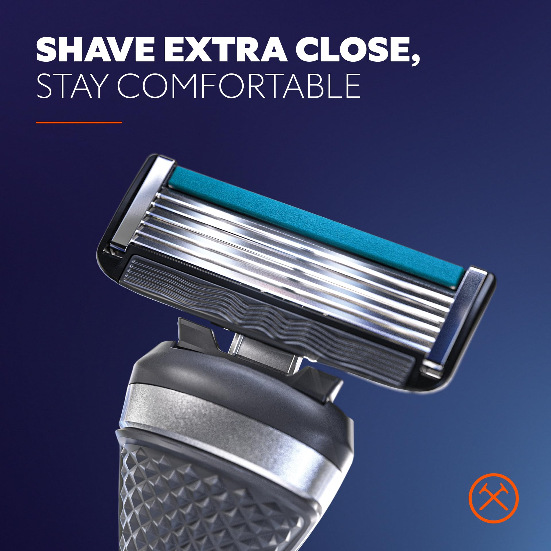 Dollar Shave Club 6 Blade Razor Refills (8 Pack) - 6 Stainless Steel Blades for Smooth & Comfortable Shave - Includes 1 One Wipe Charlies - Perfect for Travel, Gym & Daily Grooming Routine