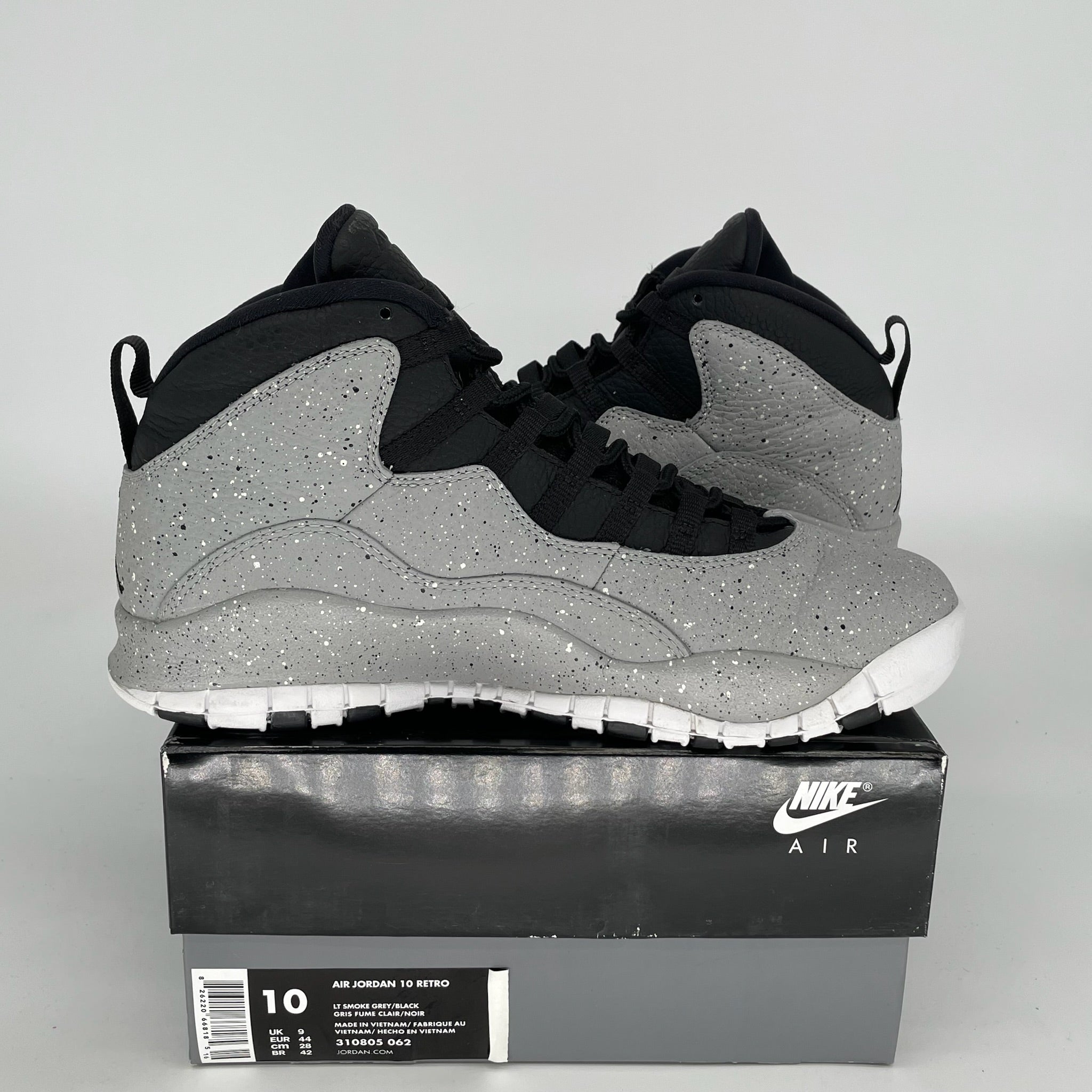 Air Jordan 10 Retro Men's Basketball Shoes - Light Smoke Grey (Size 10) 310805-062 | Casual Wear & Street Fashion Sneakers