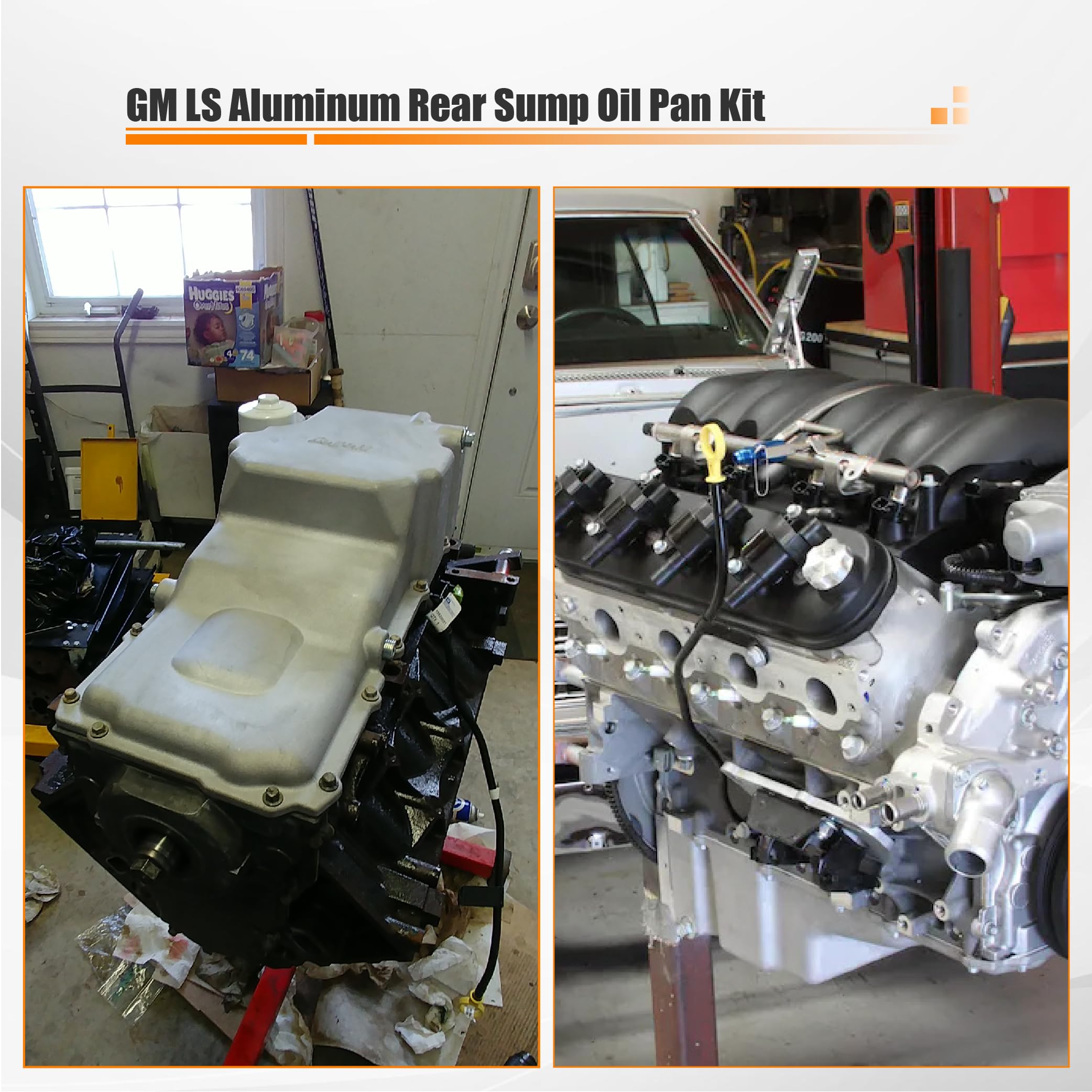 High-Performance GM LS Rear Sump Aluminum Oil Pan Kit - 7 Quart Capacity for LS1, LS2, LS3, LS6 & LQ9 Engines - Perfect for Racing, Hot Rods & Engine Upgrades