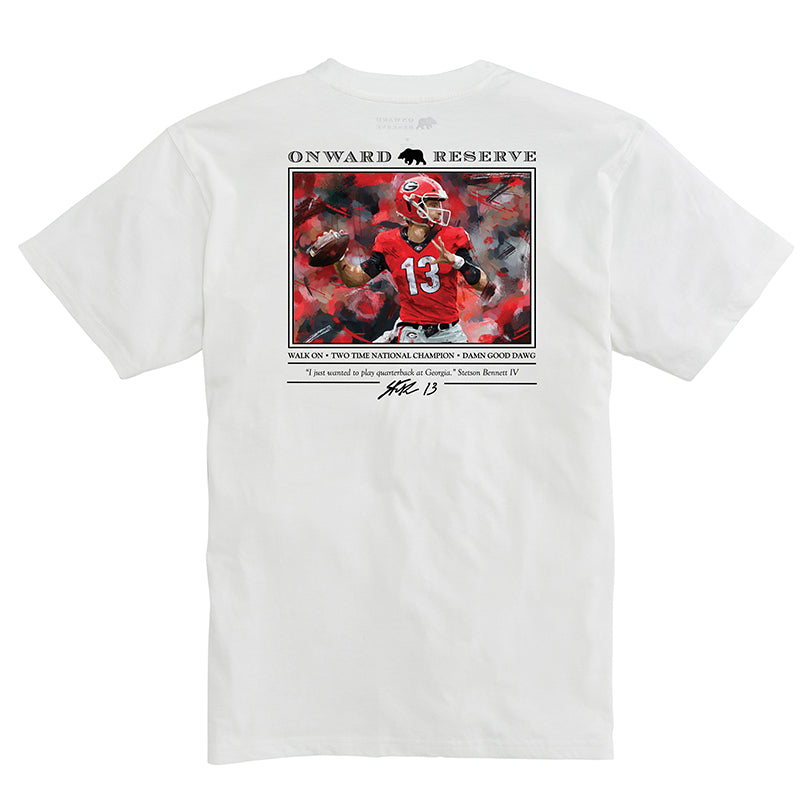 Stetson Bennett T-Shirt - White | Comfortable Cotton Tee for Football Fans & Game Day Outfits