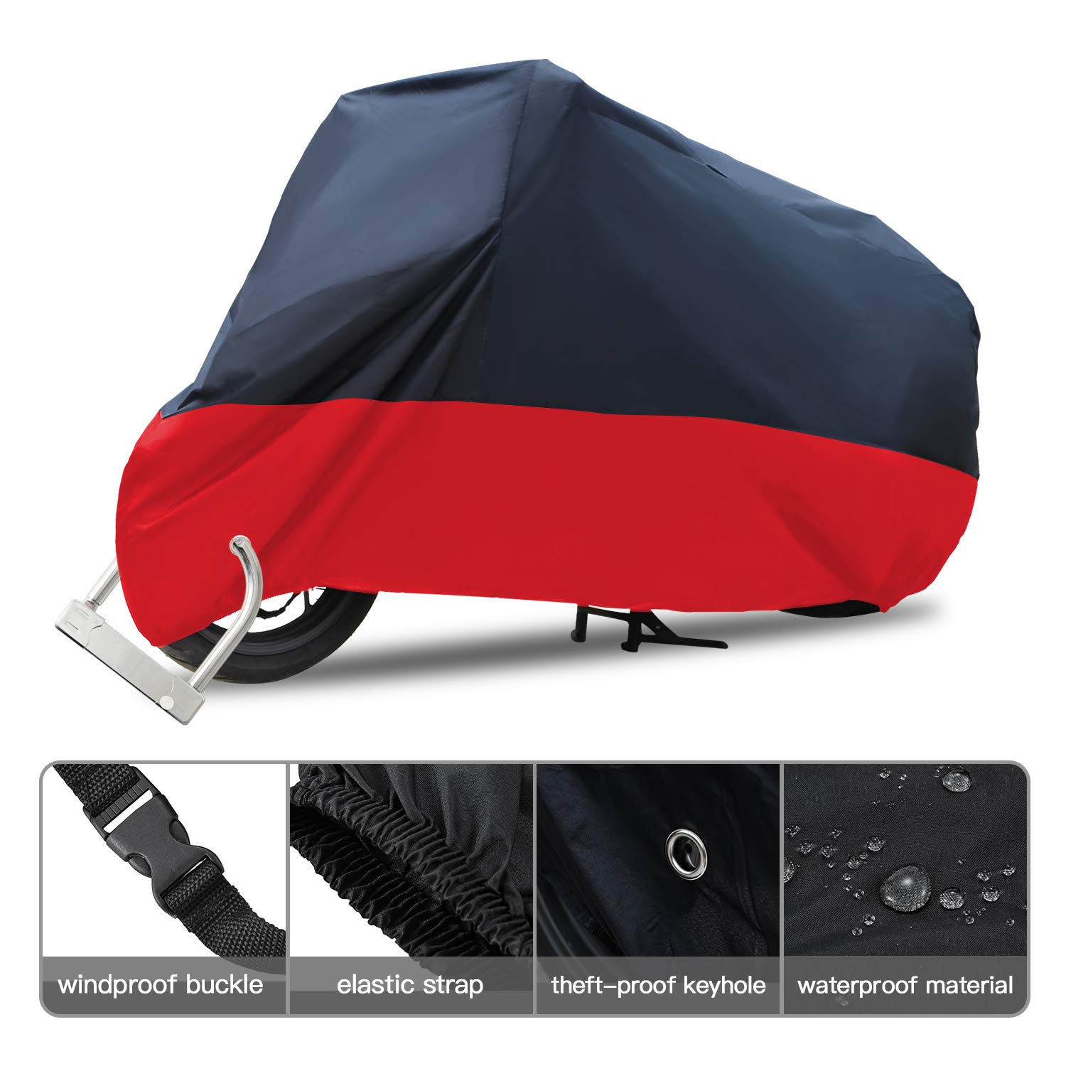 Waterproof Motorcycle Cover for Outdoor Storage - All Season UV Protection Fits Honda, Kawasaki, Yamaha, Suzuki & Harley Davidson - Ideal for Rainy Weather & Long-Term Parking