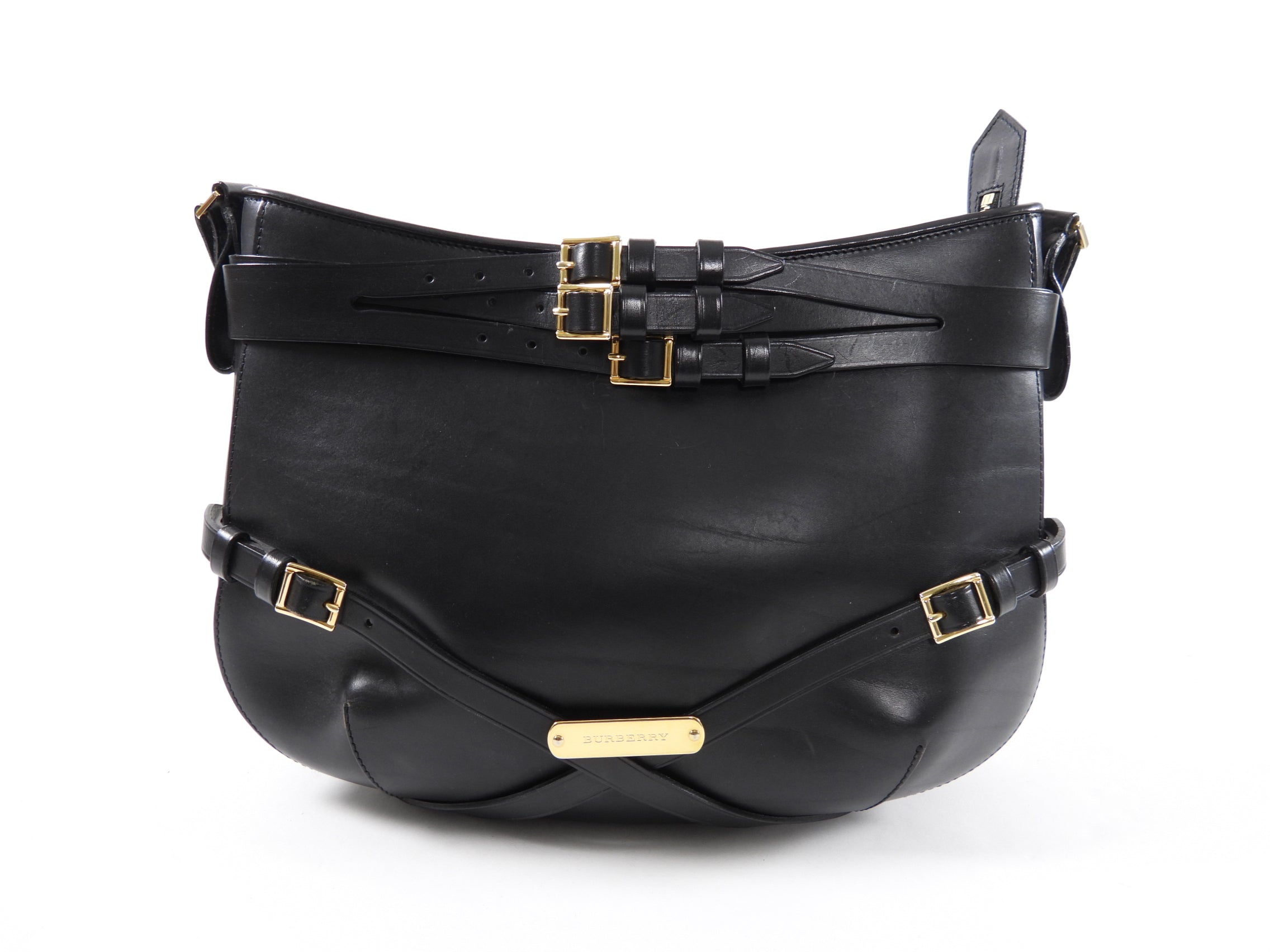 Burberry Black Leather Bridle Hobo Shoulder Bag for Women - Luxury Designer Handbag for Work, Travel & Everyday Use