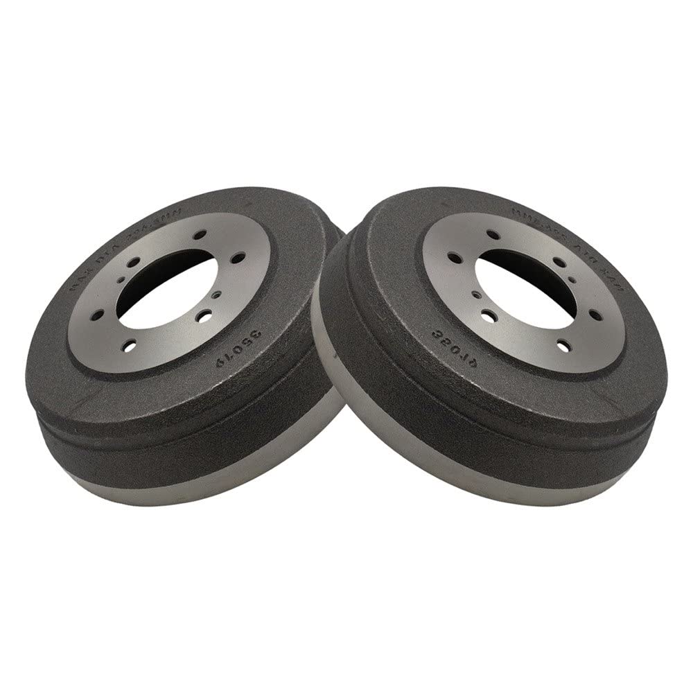 TRQ Rear Brake Drum Pair Set - Compatible with 1991-2004 Nissan D21 Hardbody, Frontier, Pathfinder, Pickup & Infiniti QX4, Xterra - Durable Replacement for Smooth Braking Performance - Perfect for Off-Roading, Daily Commuting & Heavy-Duty Use