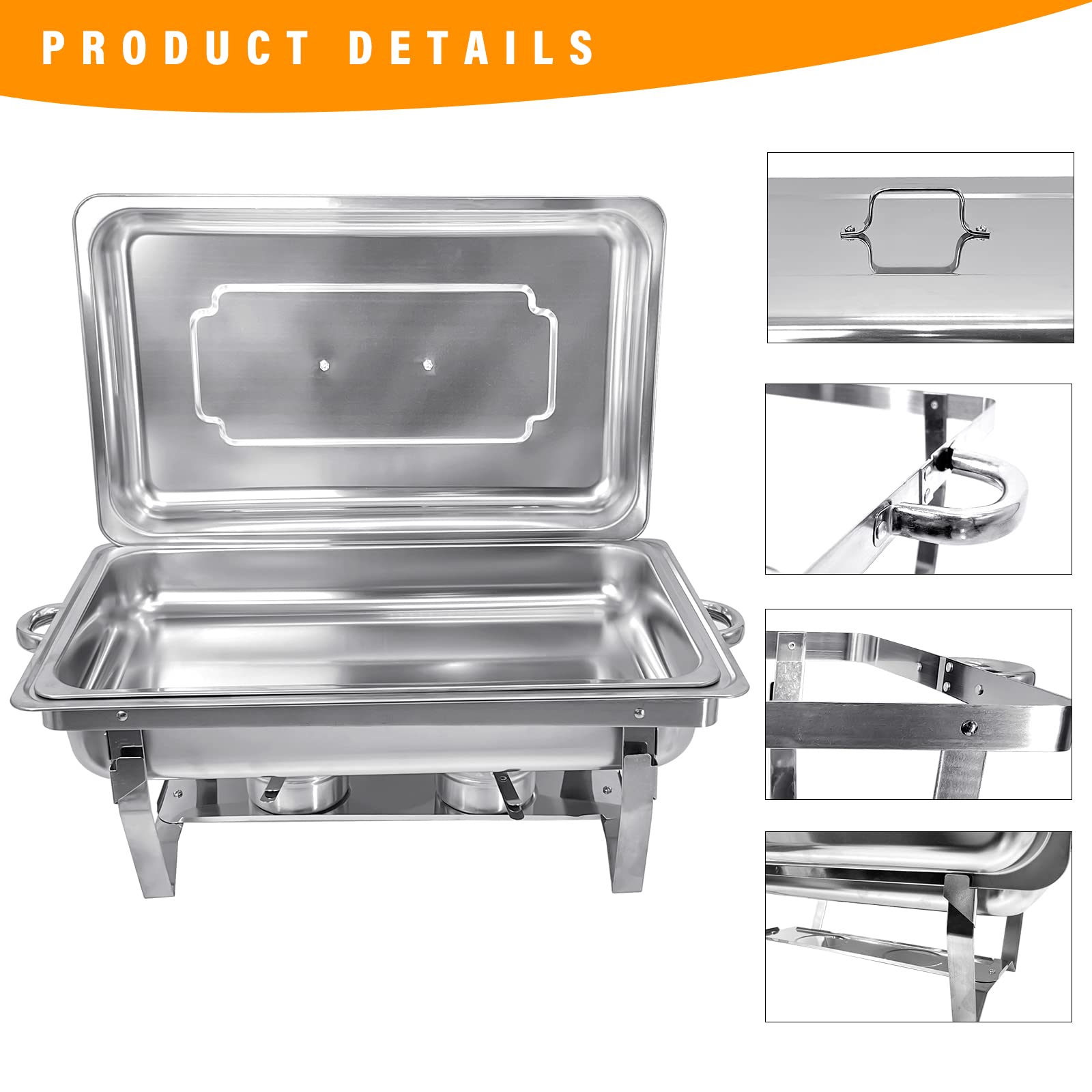 8QT Stainless Steel Chafing Dish Set with Water Pan & Fuel Holder - Perfect for Buffet & Catering