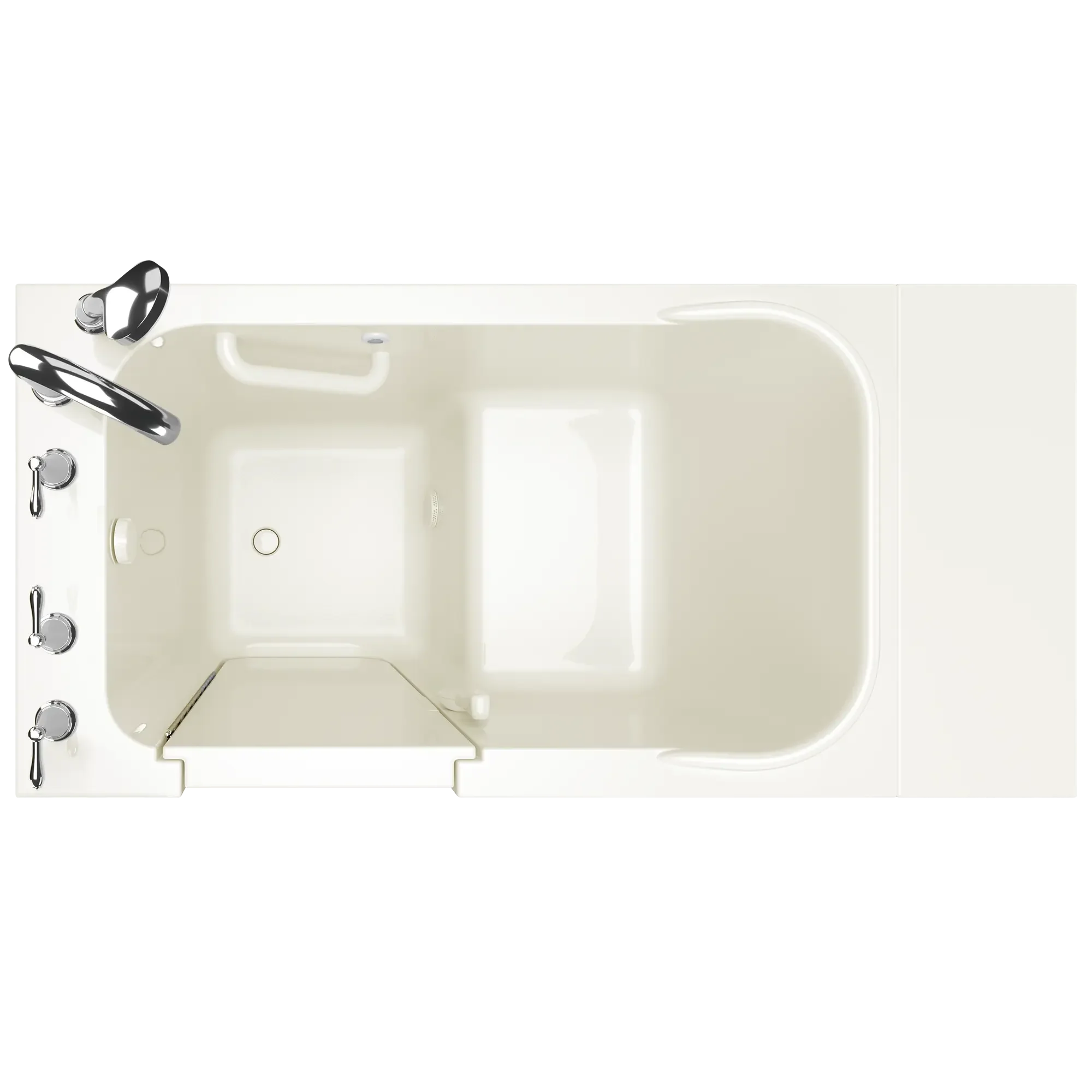 28 x 48 Inch Gelcoat Walk-In Bathtub with Soaker System & Left-Hand Drain Faucet - Ideal for Elderly & Mobility-Impaired Users