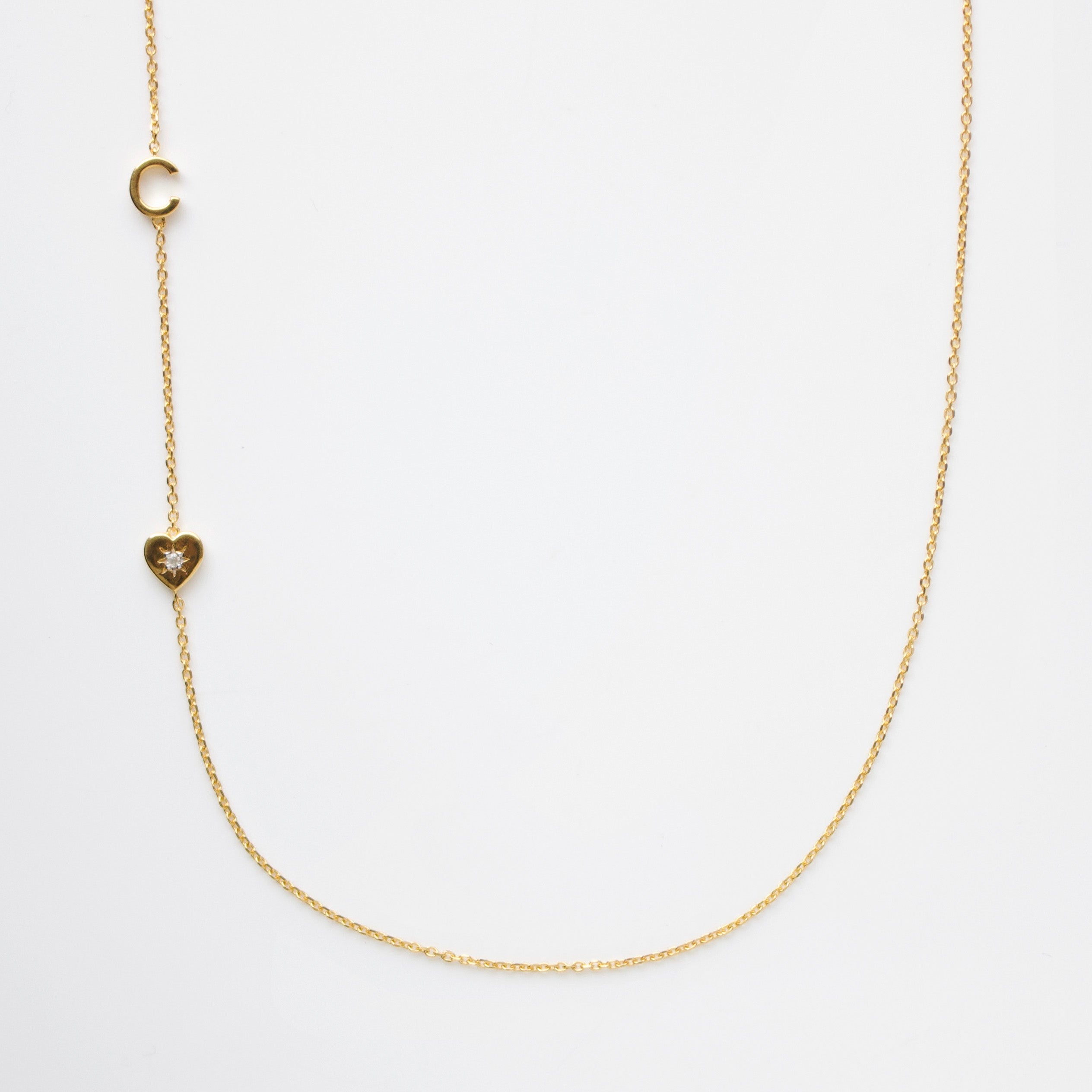 Louise Thompson Lucky Diamond Initial Necklace - Personalized Name Necklace for Women, 14K Gold Plated Letter Pendant Jewelry Gift for Her - Perfect for Birthdays, Anniversaries & Special Occasions