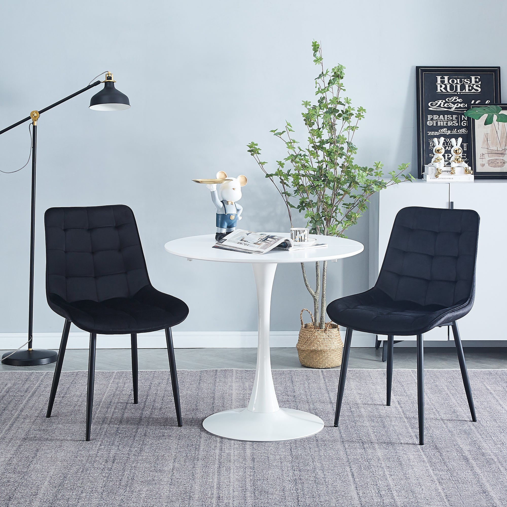 Modern Black Dining Chairs Set of 2 - Contemporary Style with Easy Assembly for Restaurants, Cafes, Offices & Living Rooms - Perfect for Home Dining & Commercial Spaces