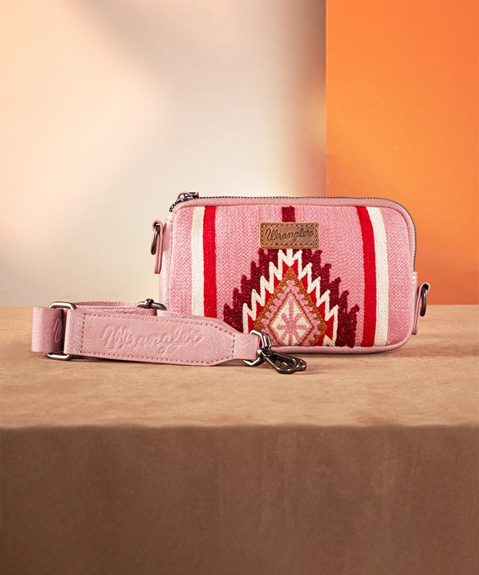 Wrangler Aztec Knitted Mini Crossbody Bag for Women - Stylish Boho Purse with Adjustable Strap, Perfect for Travel, Shopping & Everyday Use