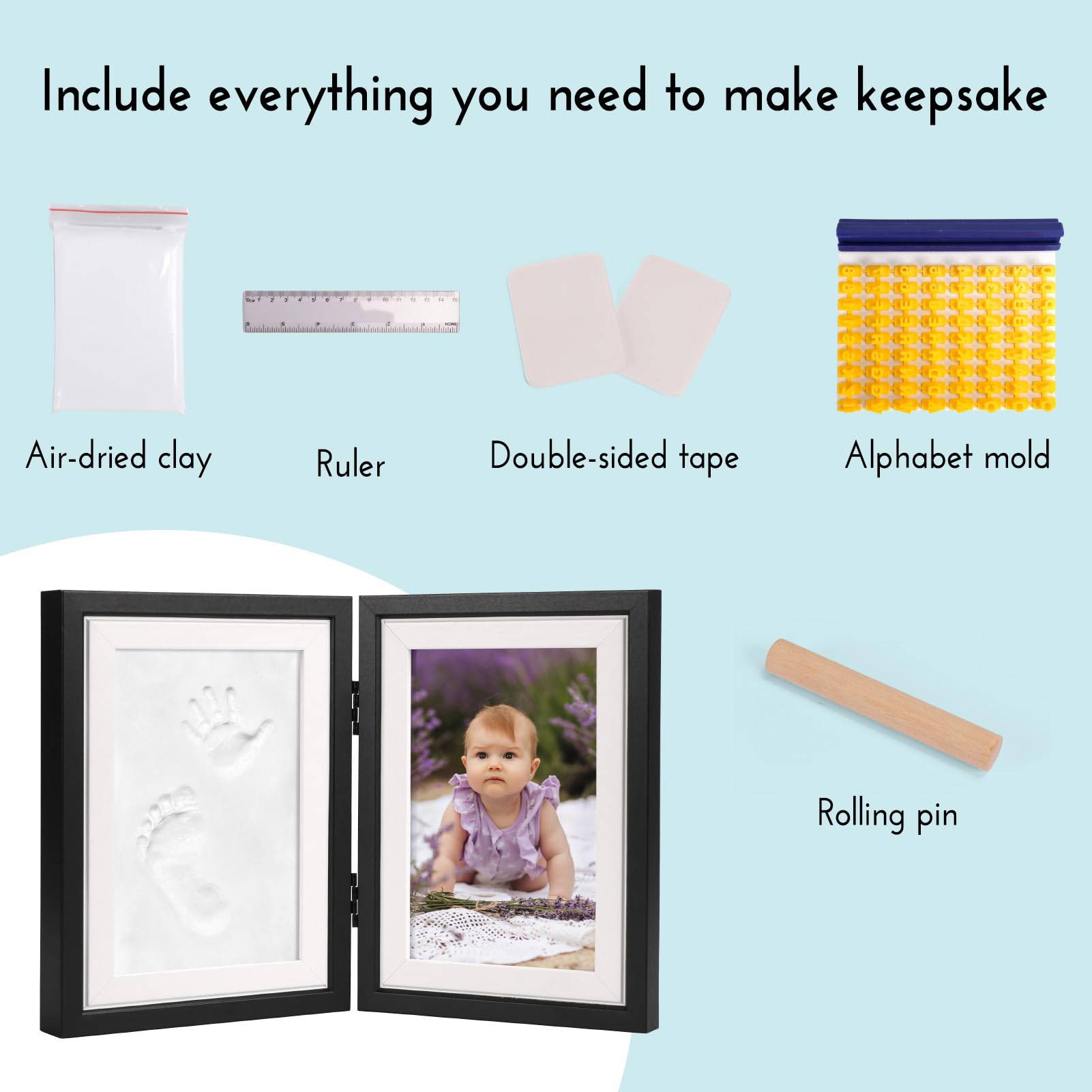 Baby Hand and Footprint Kit - 4x6 Clay Picture Frame for Newborn Boys & Girls | Perfect New Mom Gift | Capture Precious Memories | Great for Baby Showers, Christenings & First Birthday Presents