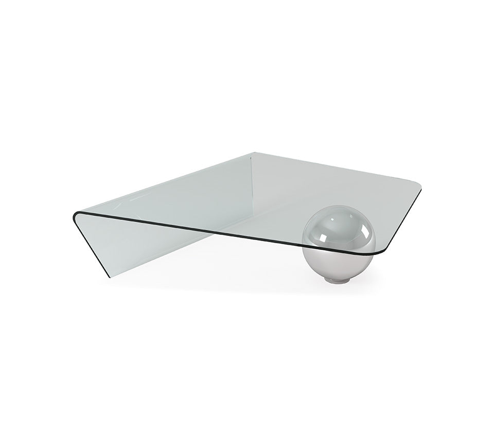 Modern GLOBE Coffee Table - Round Glass Top with Sturdy Metal Base for Living Room, Office & Lounge - Perfect for Home Decor & Entertaining Guests