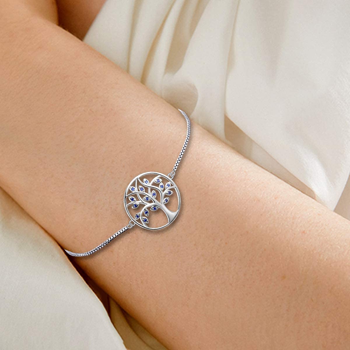YL Tree of Life Pendant Necklace & 925 Sterling Silver Tanzanite Dangle Earrings Set - Round Family Jewelry Gift for Women | Perfect for Anniversaries, Birthdays, and Special Occasions