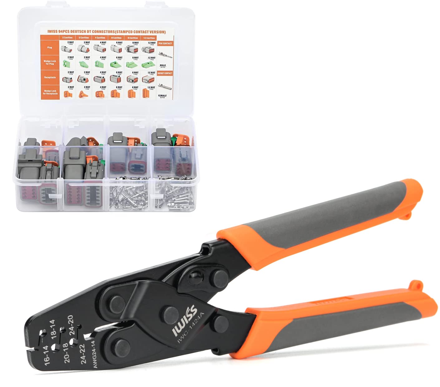 Professional iCrimp Deutsch DT/DTP Series Crimping Tool Kit with Connectors - Perfect for Automotive, Marine, and Industrial Electrical Wiring Applications