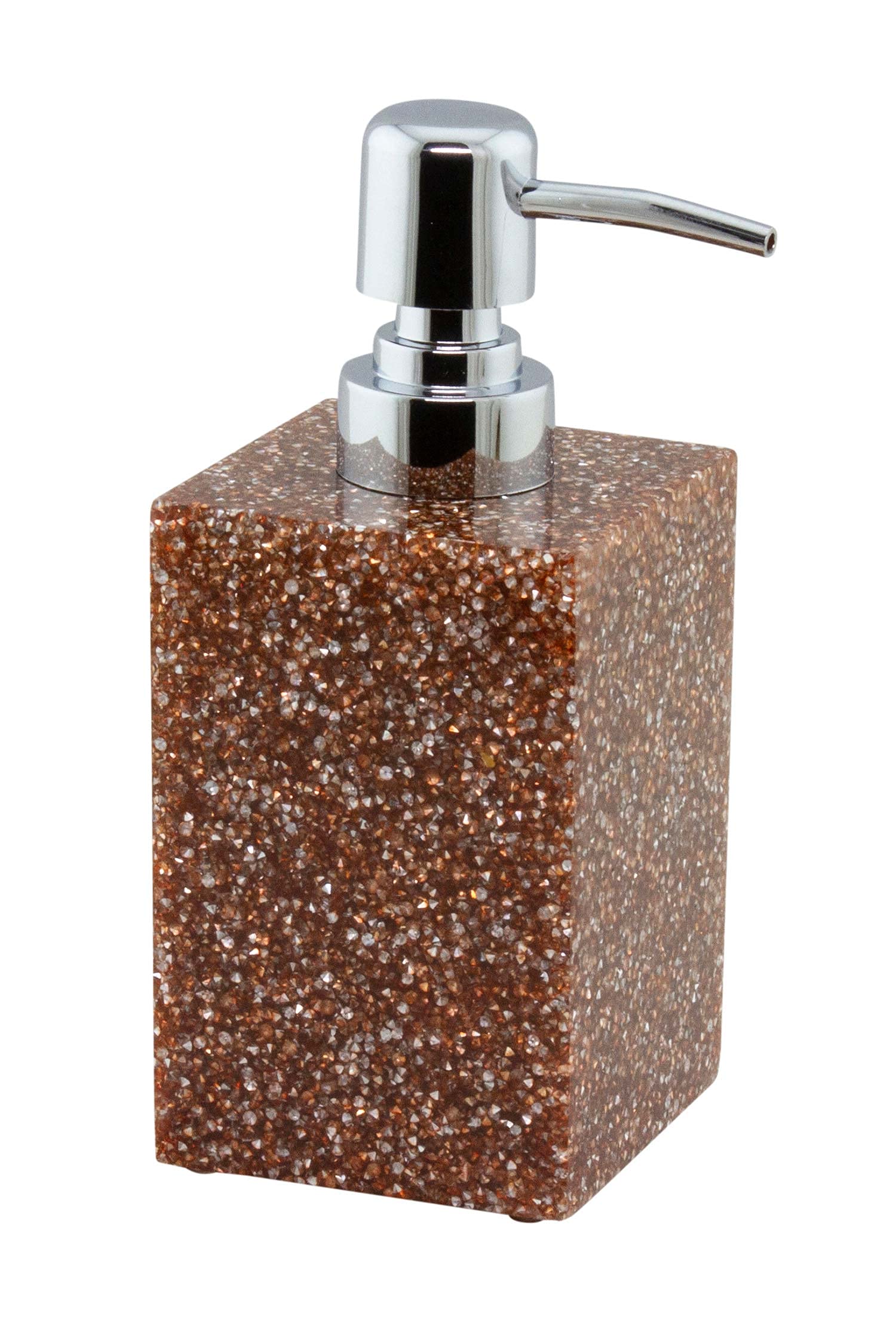**Luminous Soap Dispenser with Sparkling Rhinestones - Durable Non-Porous Resin Design for Luxury Bathroom Decor - Elegant Topaz Color (2.5x6.5 Inches) - Perfect for Spa, Hotel, or Upscale Home Bathroom**