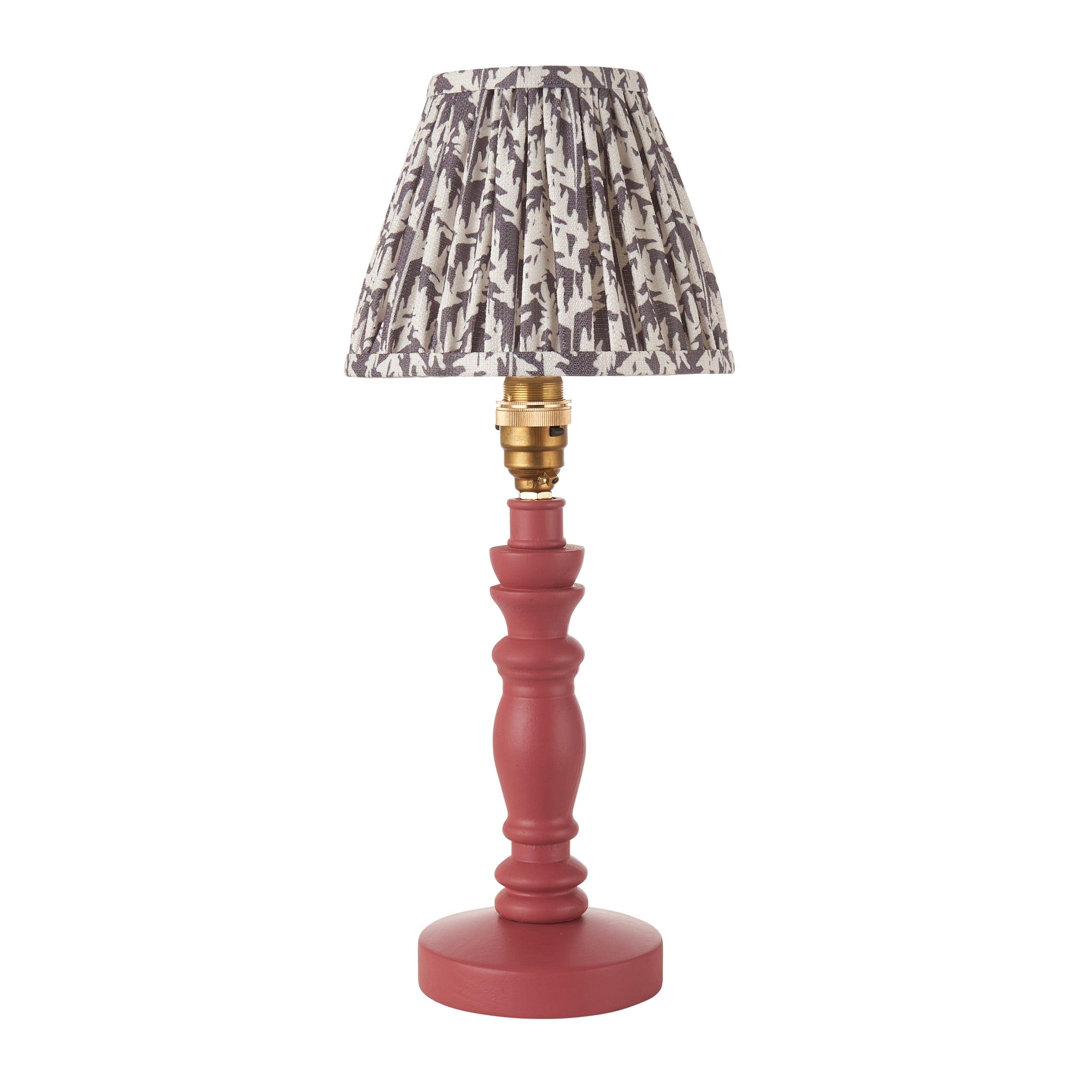 Bibury Pink Table Lamp with 16cm Pearl Grey Leaf Shade - Elegant Bedside Lighting for Bedroom & Living Room Decor