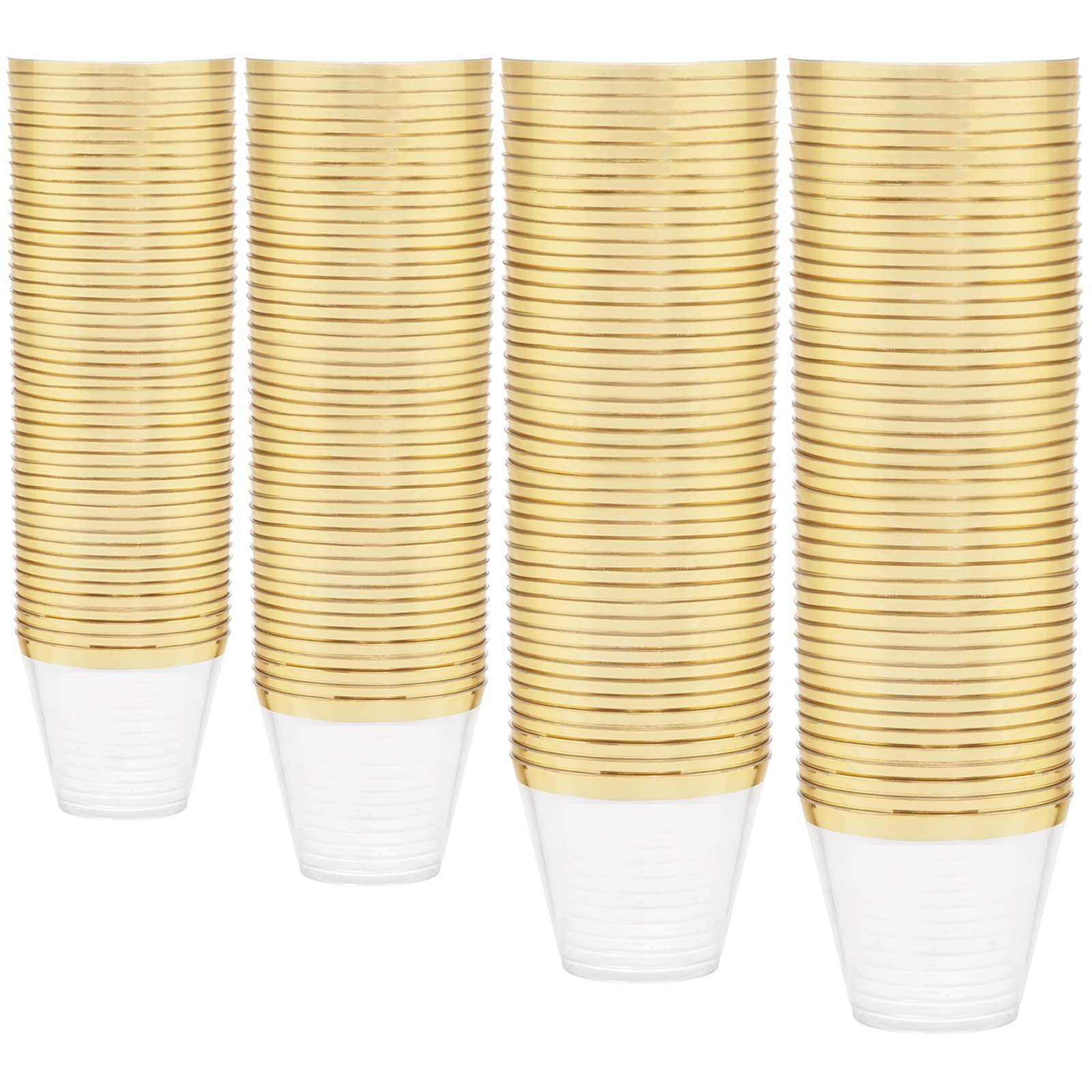 200-Pack Gold Plastic Cups, 30-Pack Pink Plastic Plates & Gold Plastic Cutlery with Pink Handles - Perfect for Birthday Parties, Weddings, and Outdoor Events