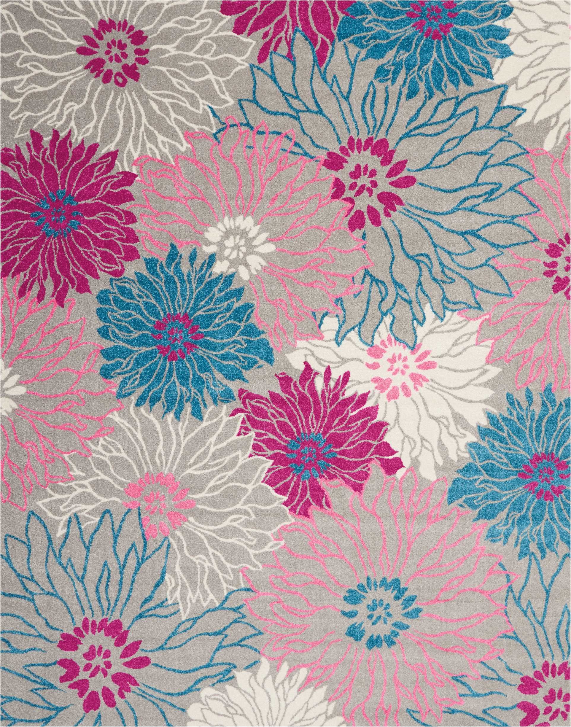 Nourison Passion Grey 8' x 10' Floral Farmhouse Area Rug - Easy to Clean, Non-Shedding - Perfect for Bedroom, Living Room, Dining Room & Kitchen Decor