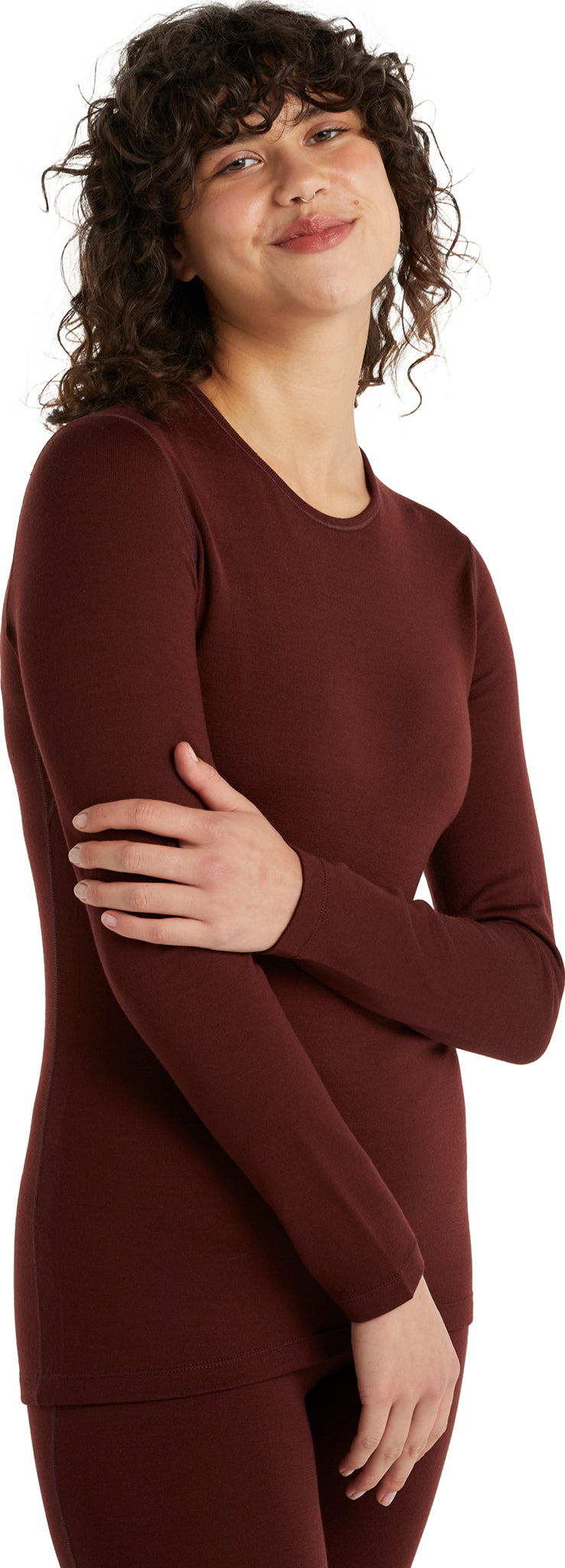 200 Oasis Long Sleeve Crewneck Women's Thermal Shirt - Soft Cotton Blend Base Layer for Winter, Fall & Outdoor Activities