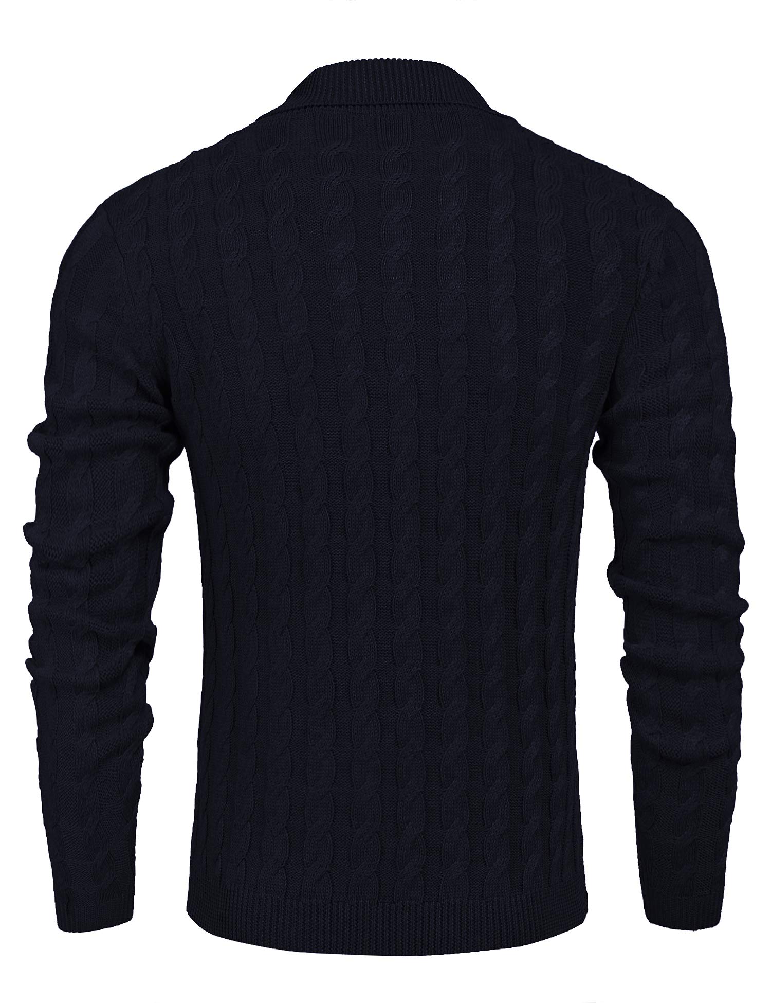 COOFANDY Men's Slim Fit Shawl Collar Cable Knit Pullover Sweater - Casual Button Cardigan for Fall & Winter - Perfect for Office, Date Night & Holiday Outfits