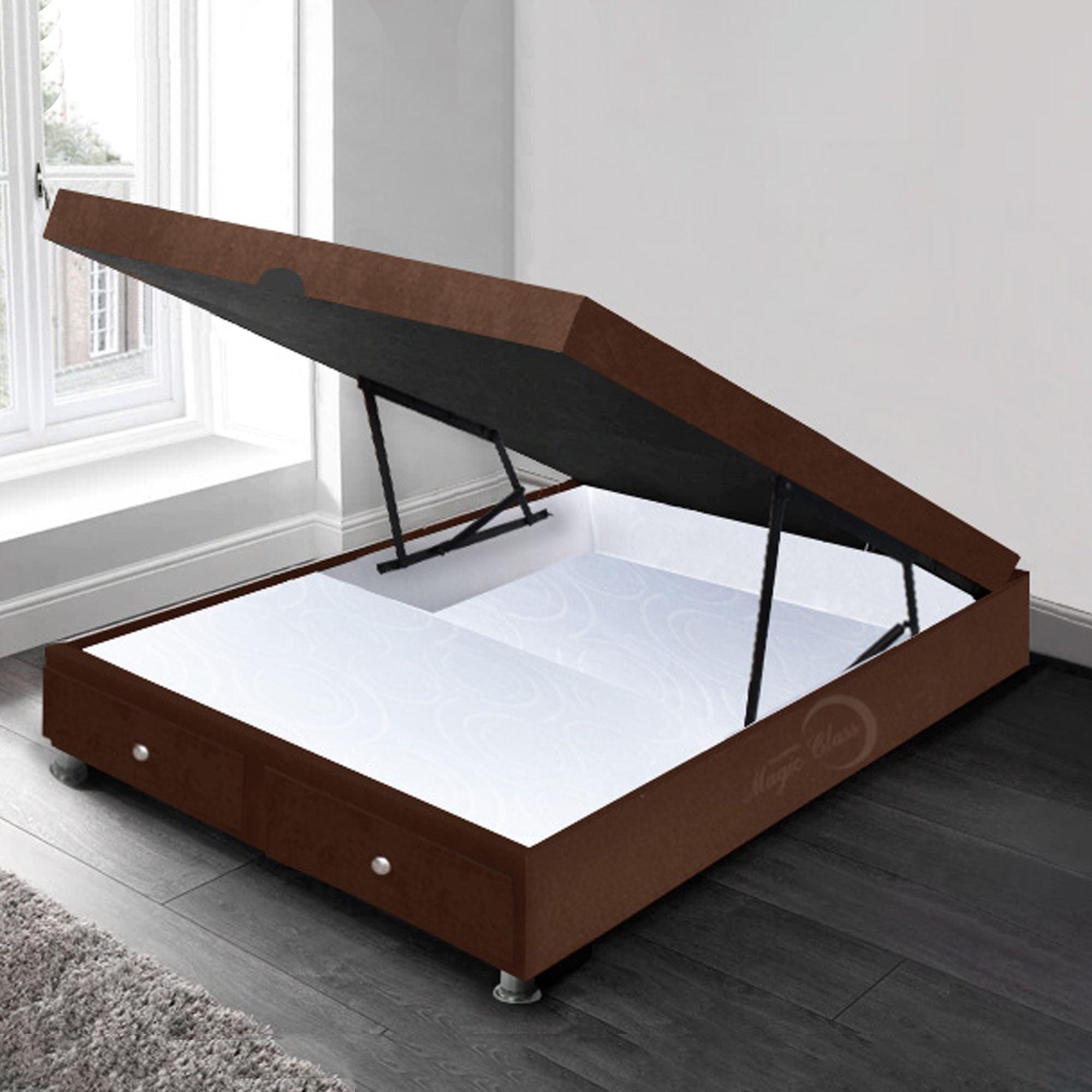 Storage Ottoman Coffee Brown 100x43cm - Single Bed 100x190cm with Drawers - Perfect for Bedroom, Living Room & Small Space Organization