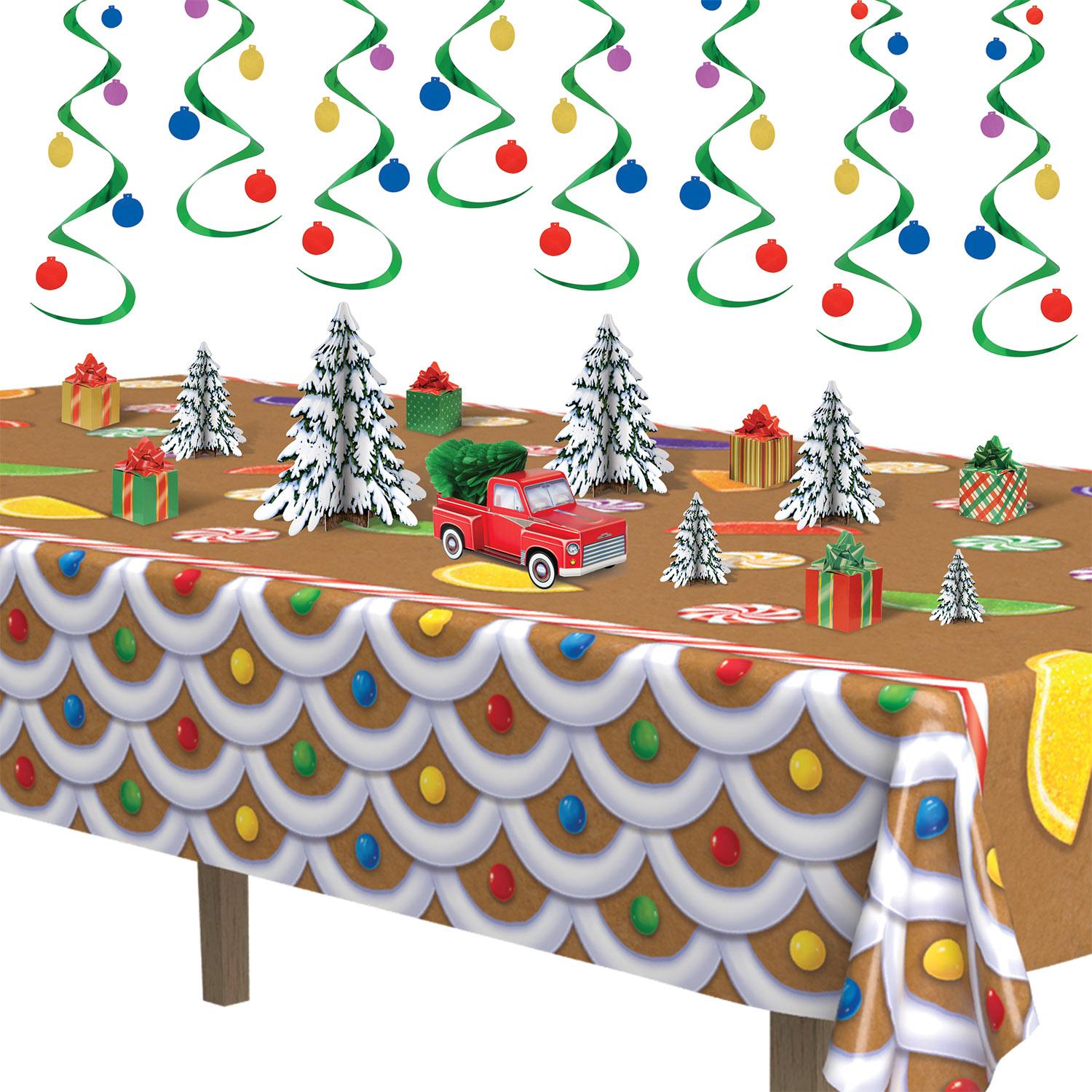12 Pack Beistle Christmas Gingerbread House Table Cover - Holiday Party Decorations for Festive Gatherings, Family Dinners & Christmas Celebrations