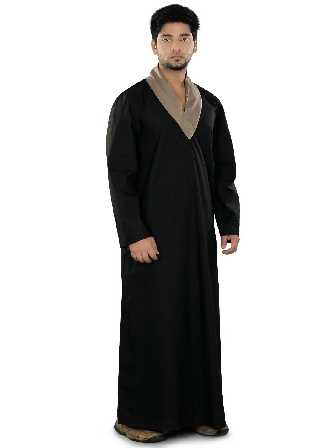 Afzal Black Galabiyya - Traditional Islamic Robe for Men - Comfortable & Stylish Prayer Dress for Mosque & Home Wear