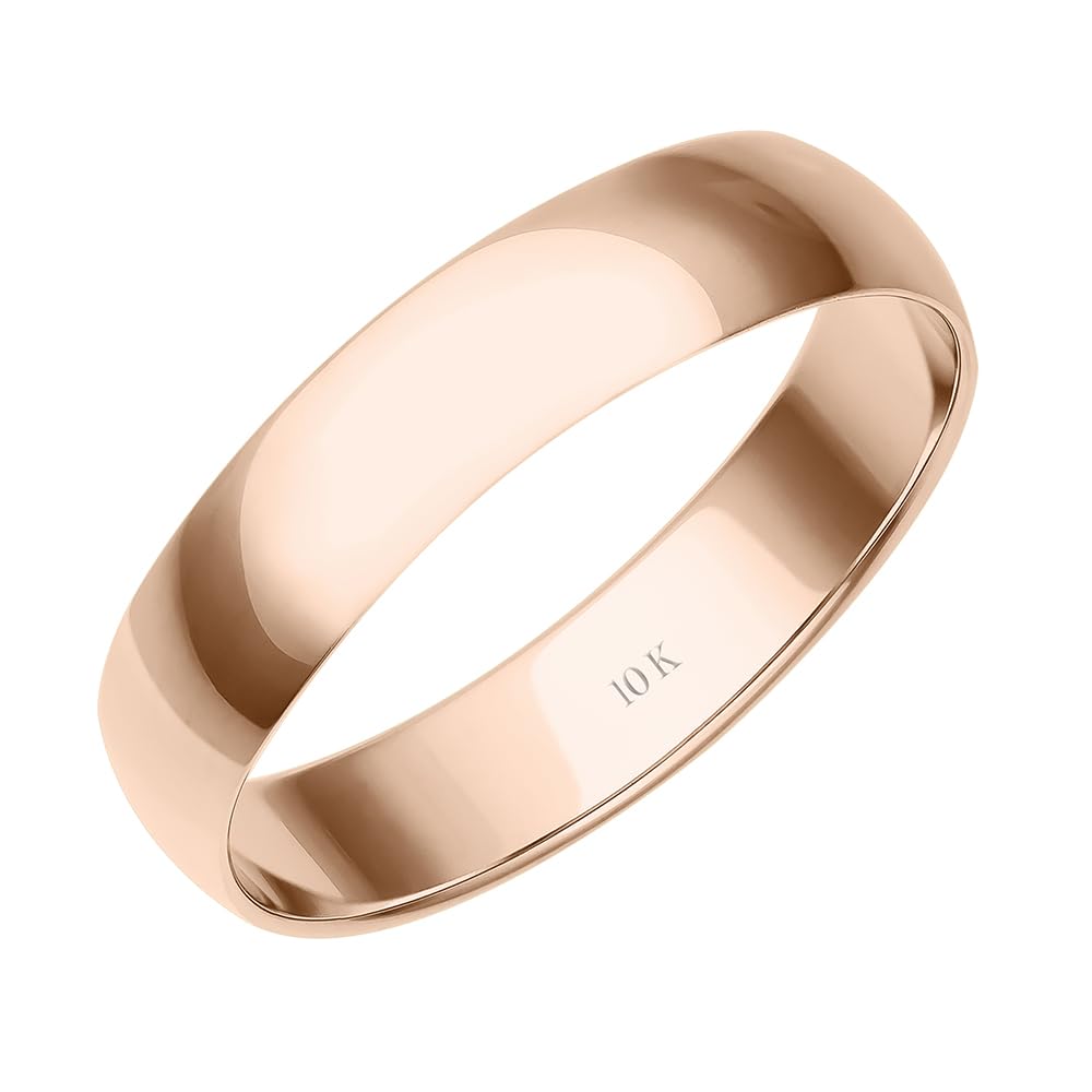 4MM Solid Gold Men's Wedding Band - 10K/14K Yellow, White & Rose Gold Wedding Ring for Men | Lightweight, Comfort Fit, Well-Polished | Perfect for Everyday Wear, Anniversaries & Special Occasions