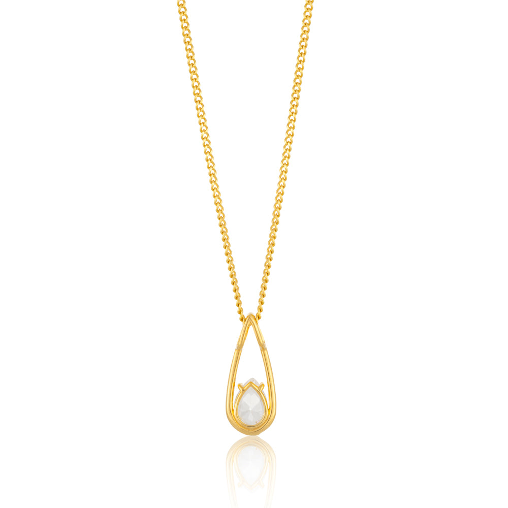 9ct Gold Filled Cubic Zirconia Teardrop Pendant Necklace - Elegant Dainty Jewelry for Women - Perfect for Parties, Weddings & Everyday Wear