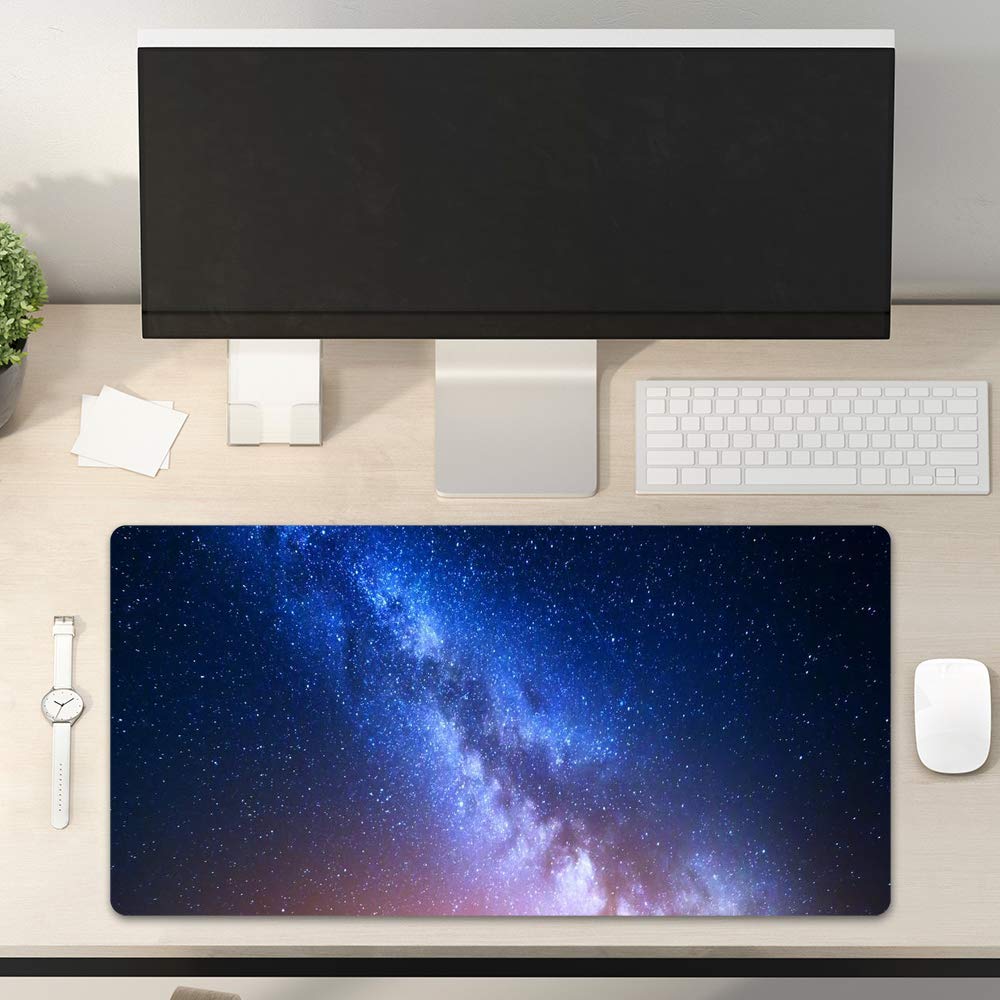 QIYI Galaxy PU Leather Desk Pad - Waterproof Computer Desk Mat & Non-Slip Keyboard Mouse Pad for Home & Office, Large Size 31.5