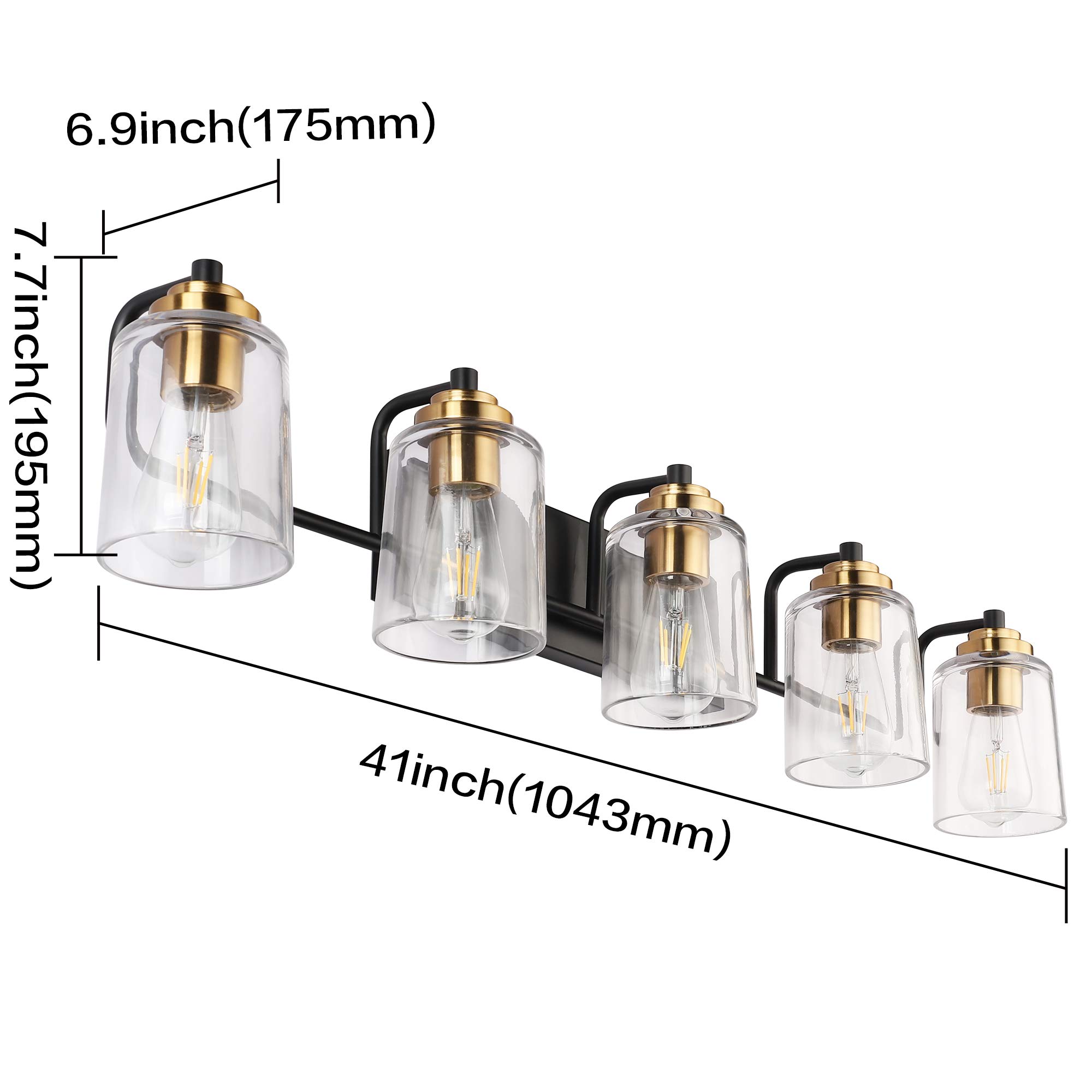SOLFART 7600-2 & 7600-6 Vintage Vanity Light Fixtures Set - Black & Brass Bathroom Sconce Lighting (Bulbs Not Included) | Perfect for Vintage-Style Bathroom, Powder Room & Dressing Area Makeovers