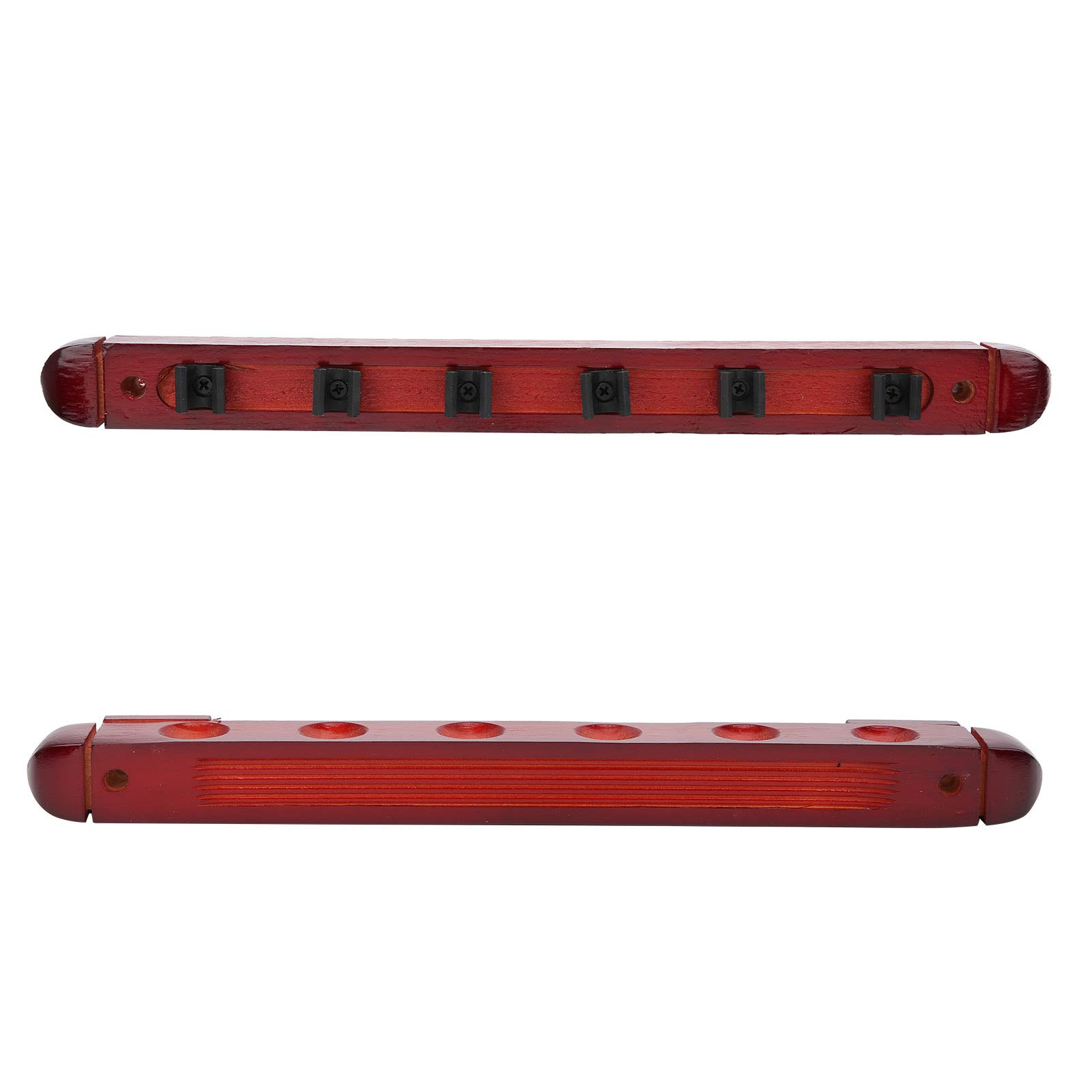 BHDD 6-Cue Wooden Pool Cue Rack - 15.4in Wall Mounted Billiard Stick Holder for Home Game Room, Man Cave, Bar, or Pool Hall Accessories