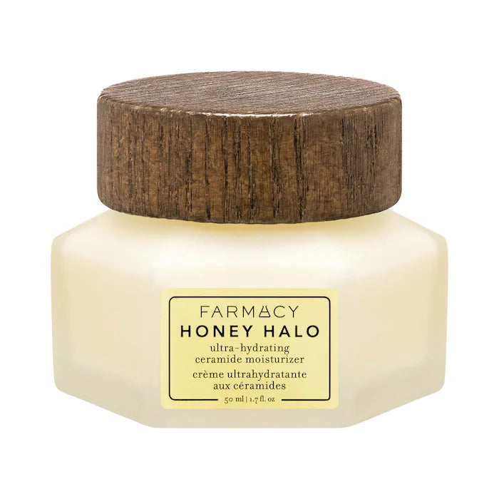 Farmacy Honey Halo Ultra Hydrating Ceramide Moisturizing Cream for Dry Skin - Daily Face Moisturizer with Honey & Ceramides for Deep Hydration & Nourishment - Perfect for Night Routine & Winter Skincare Care